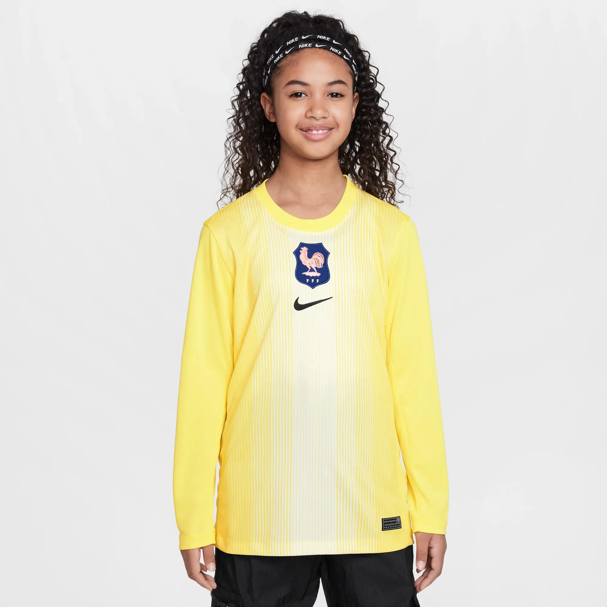 FFF 2025/26 Stadium Goalkeeper Older Kids' Nike Dri-FIT Football Replica Long-Sleeve Shirt - Yellow - Polyester