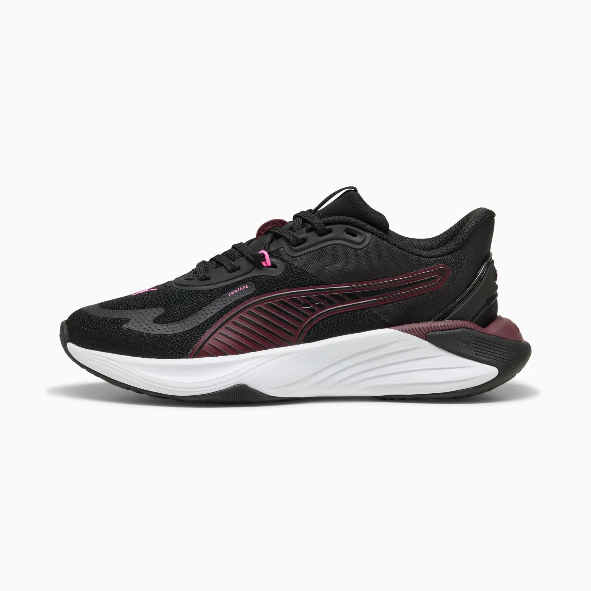 PUMA Pwr Hybrid Training Shoes Women, Black/Ruby Shimmer/Pink Pixel, size 3