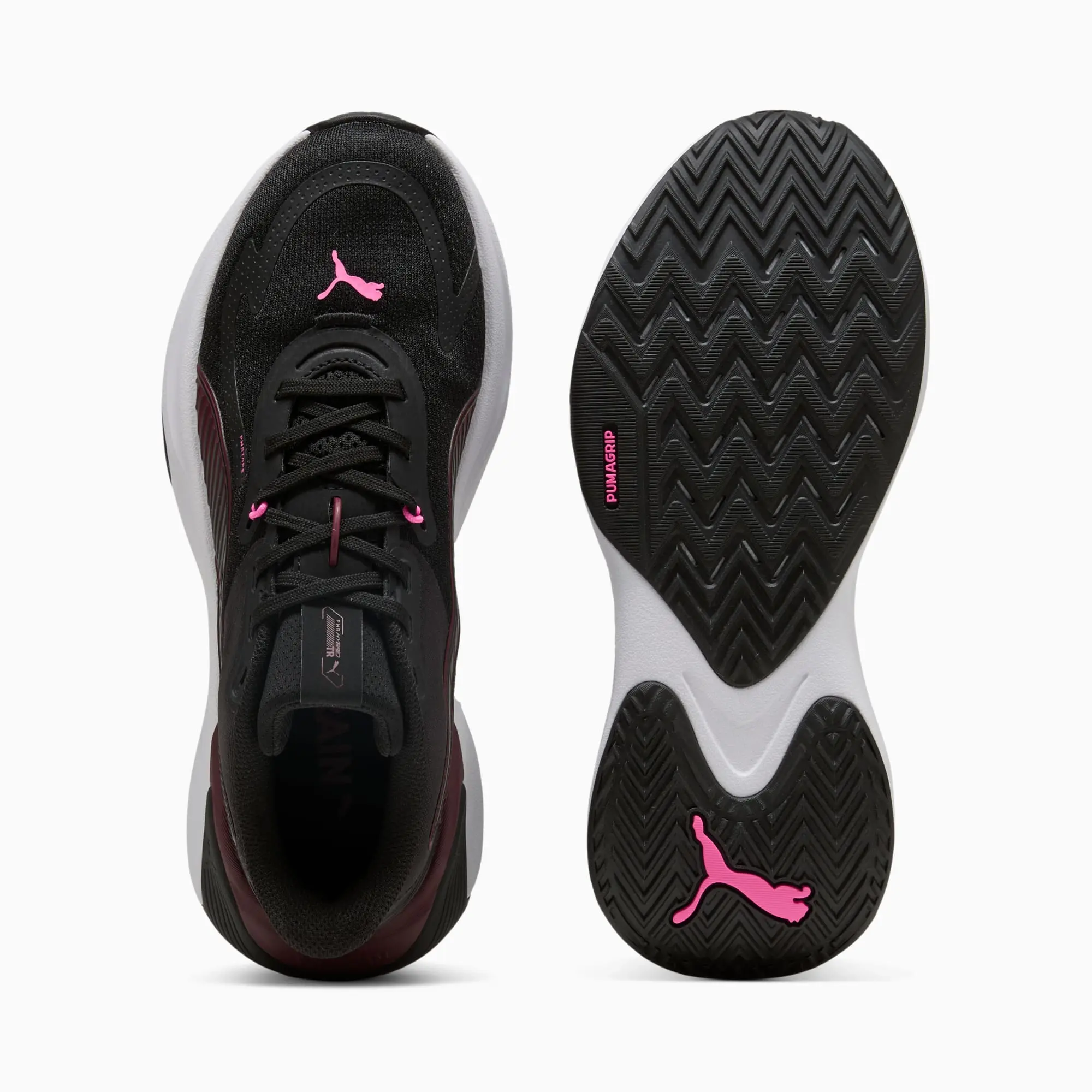 PUMA Pwr Hybrid Training Shoes Women, Black/Ruby Shimmer/Pink Pixel, size 3