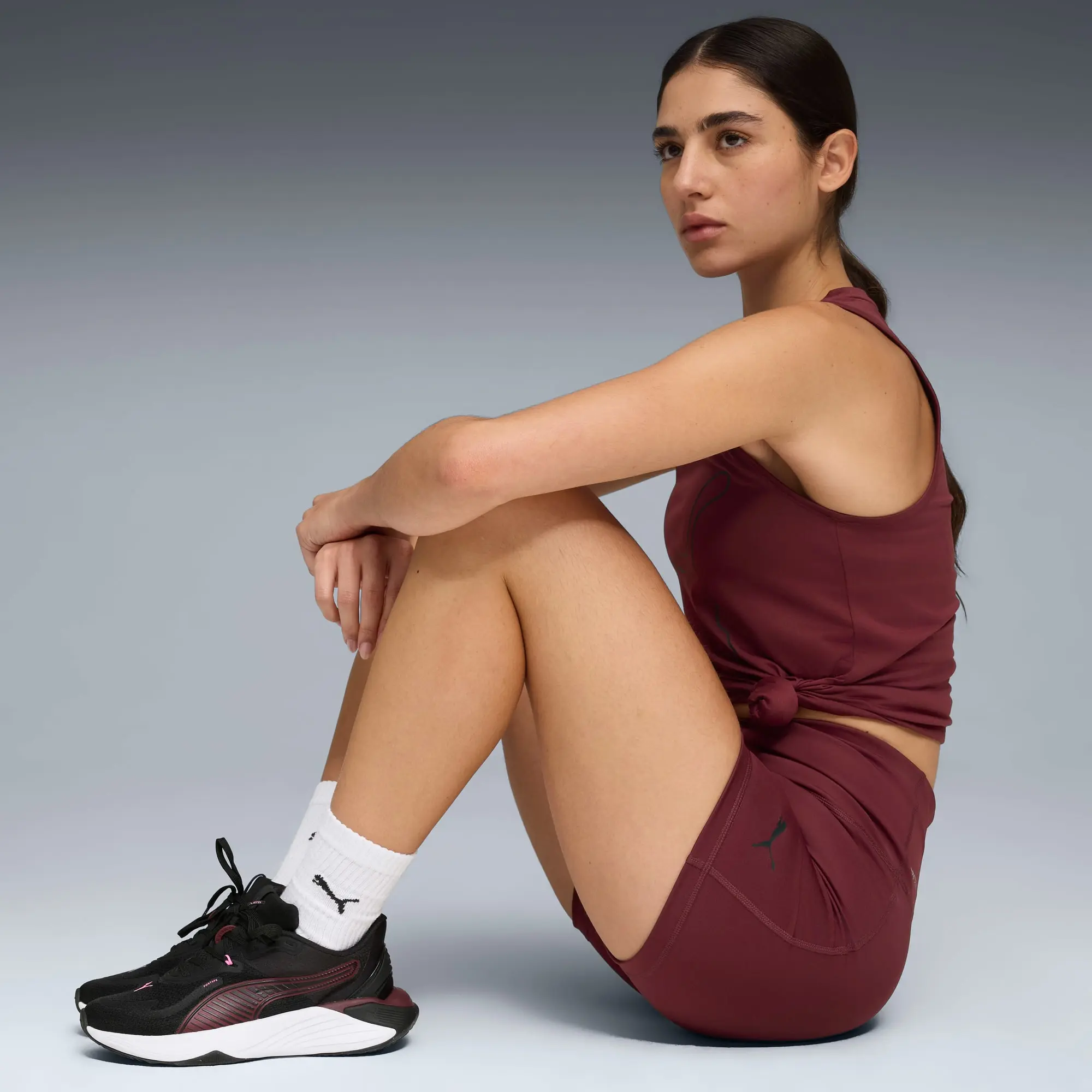 PUMA Tad Essentials 5" Short Tights Women, Ruby Shimmer, size Large