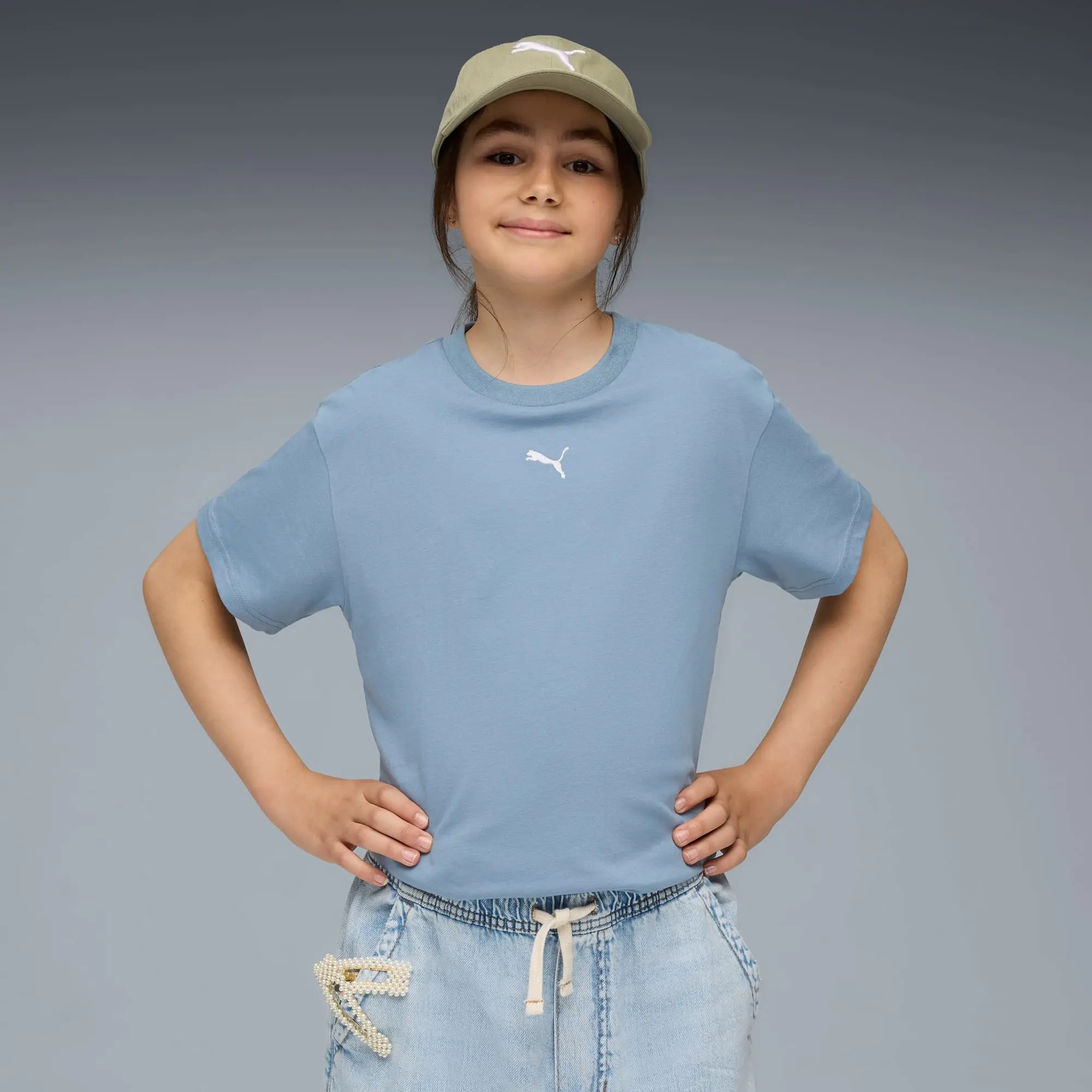 PUMA Essentials Boxy T-Shirt Youth, Cool Blue, size 11-12 Youth
