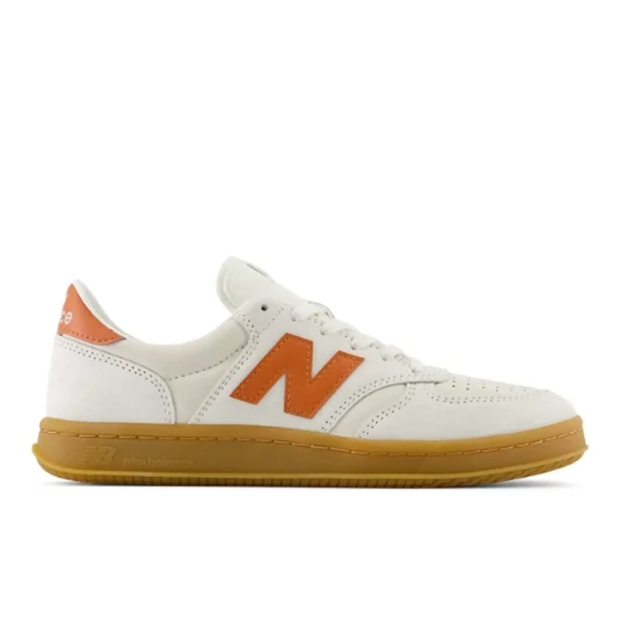 New Balance Men's T500 in White/Orange/Grey/Beige Leather