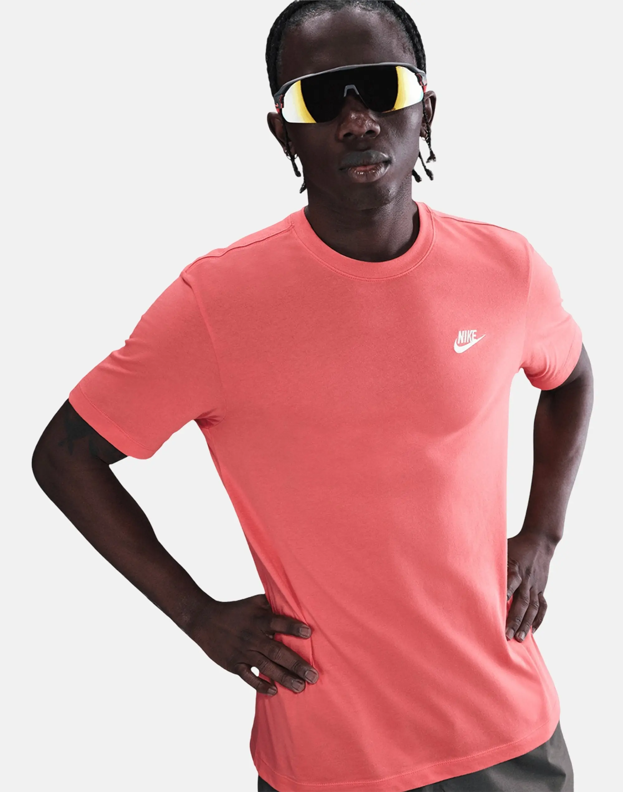 Men's Nike Club T-Shirt in Orange/White 