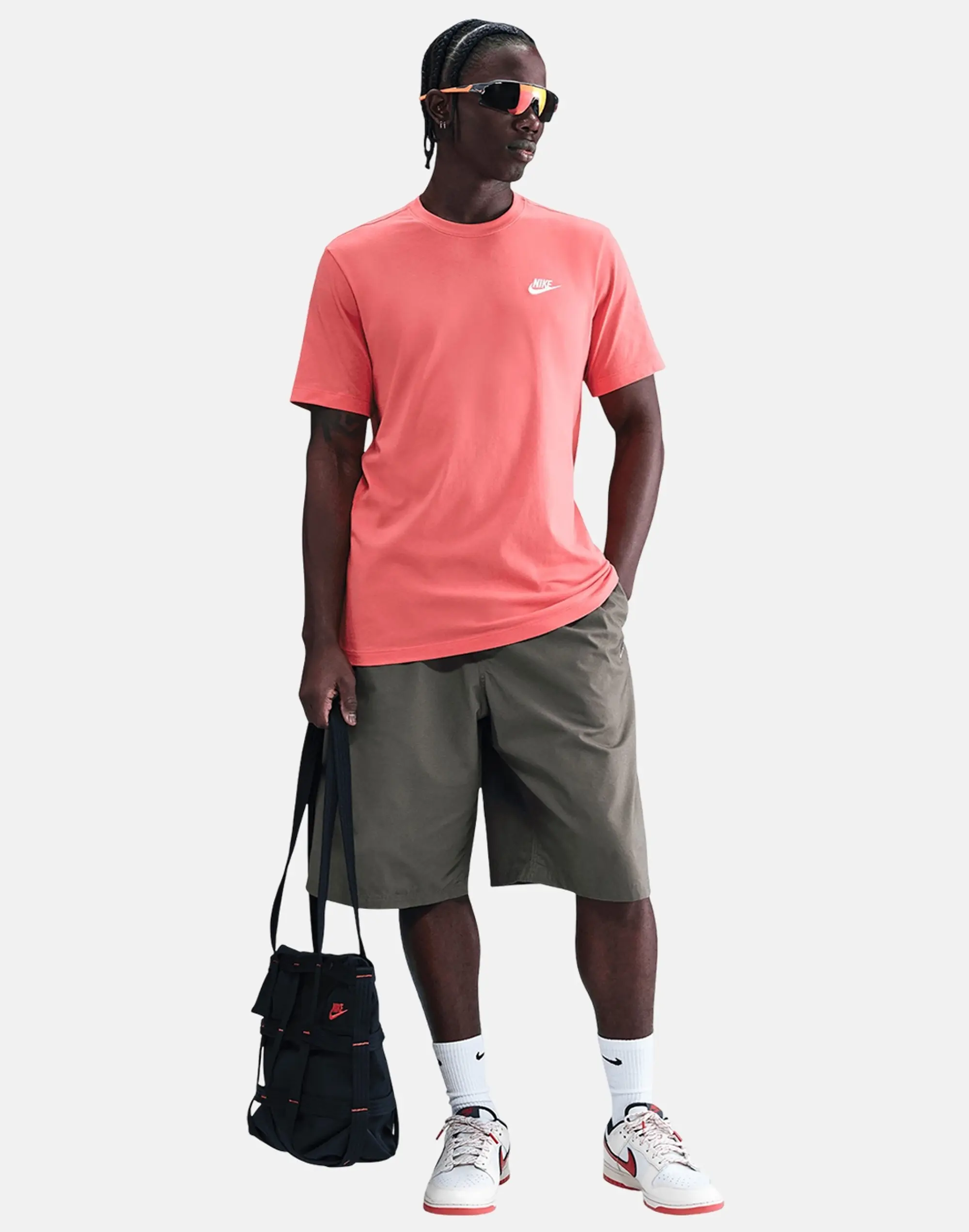 Men's Nike Club T-Shirt in Orange/White 