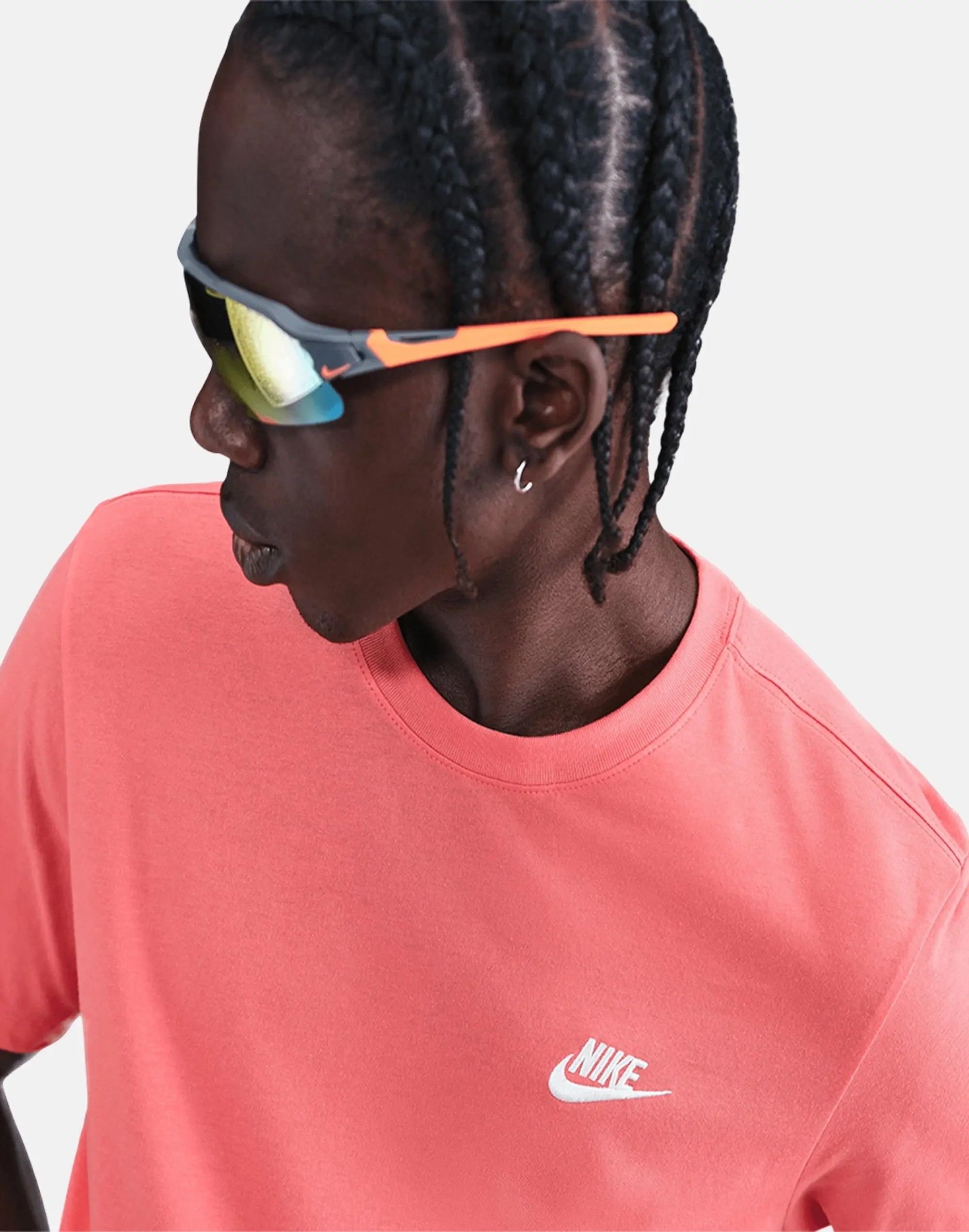Men's Nike Club T-Shirt in Orange/White 