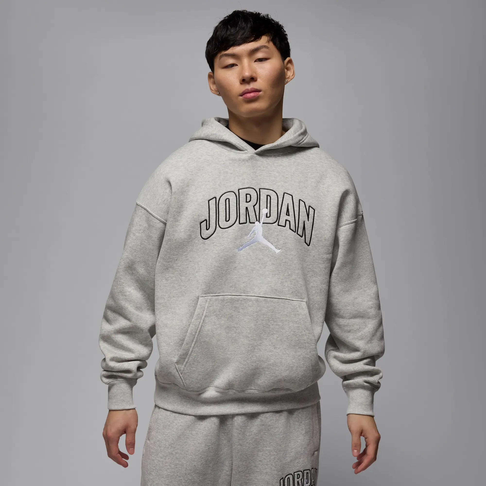 Nike Jordan Brooklyn Fleece Men's Oversized Pullover Hoodie - Grey - Cotton/Polyester