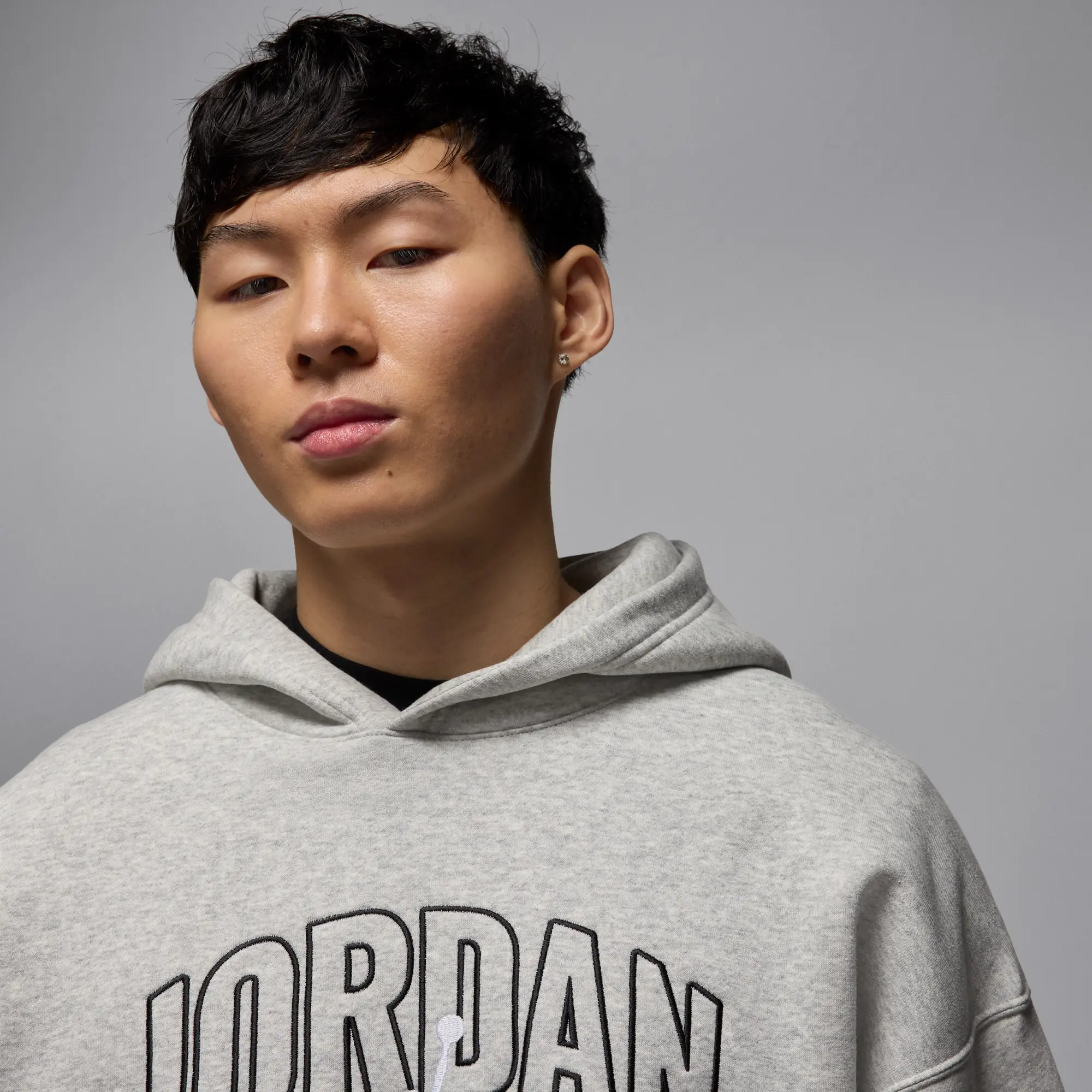 Nike Jordan Brooklyn Fleece Men's Oversized Pullover Hoodie - Grey - Cotton/Polyester