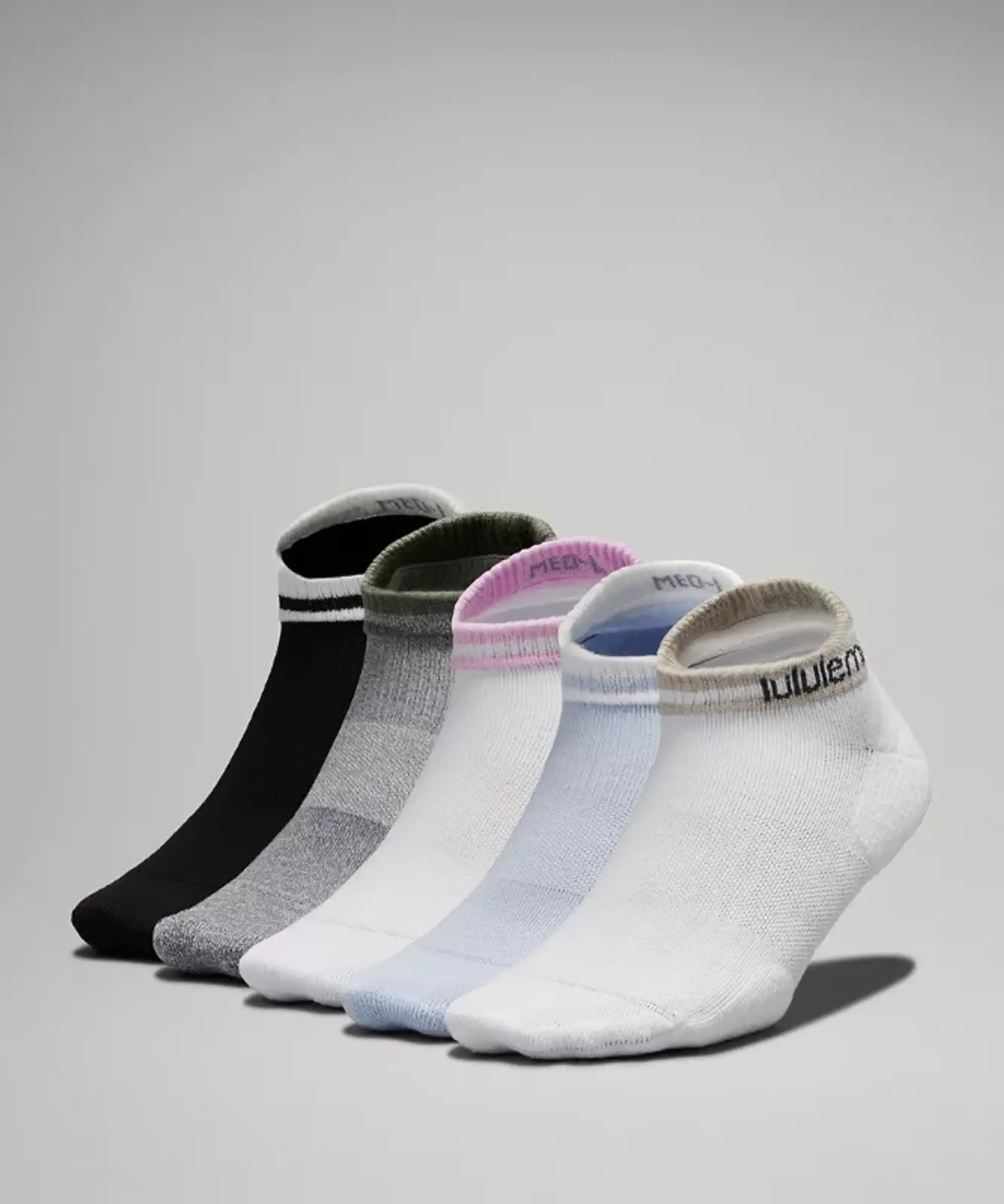 lululemon – Women's Daily Stride Comfort Low-Ankle Socks 5 Pack – Color White/Blue/Black – Size S