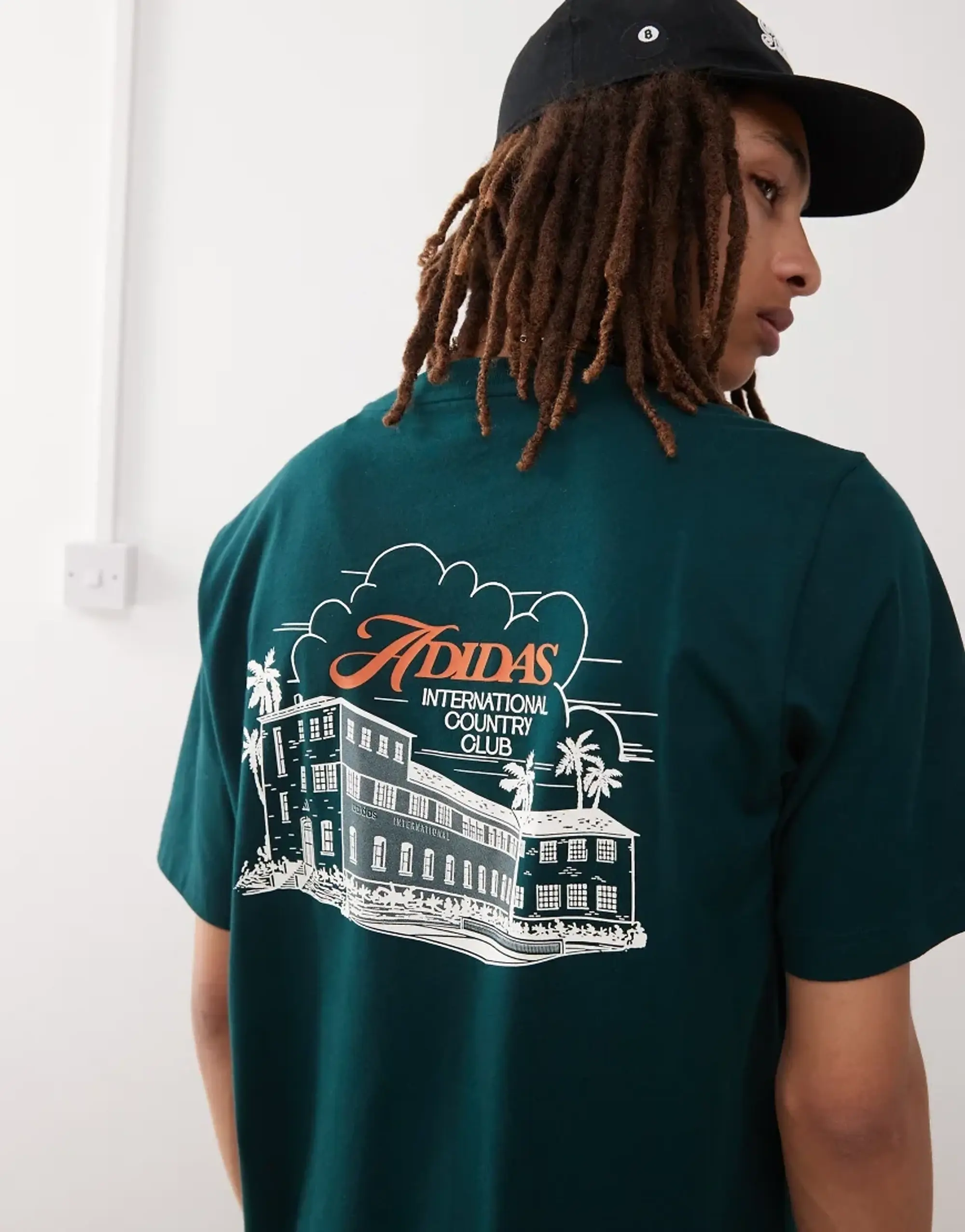Adidas Sportswear T-Shirt In Green With Country Club Graphic