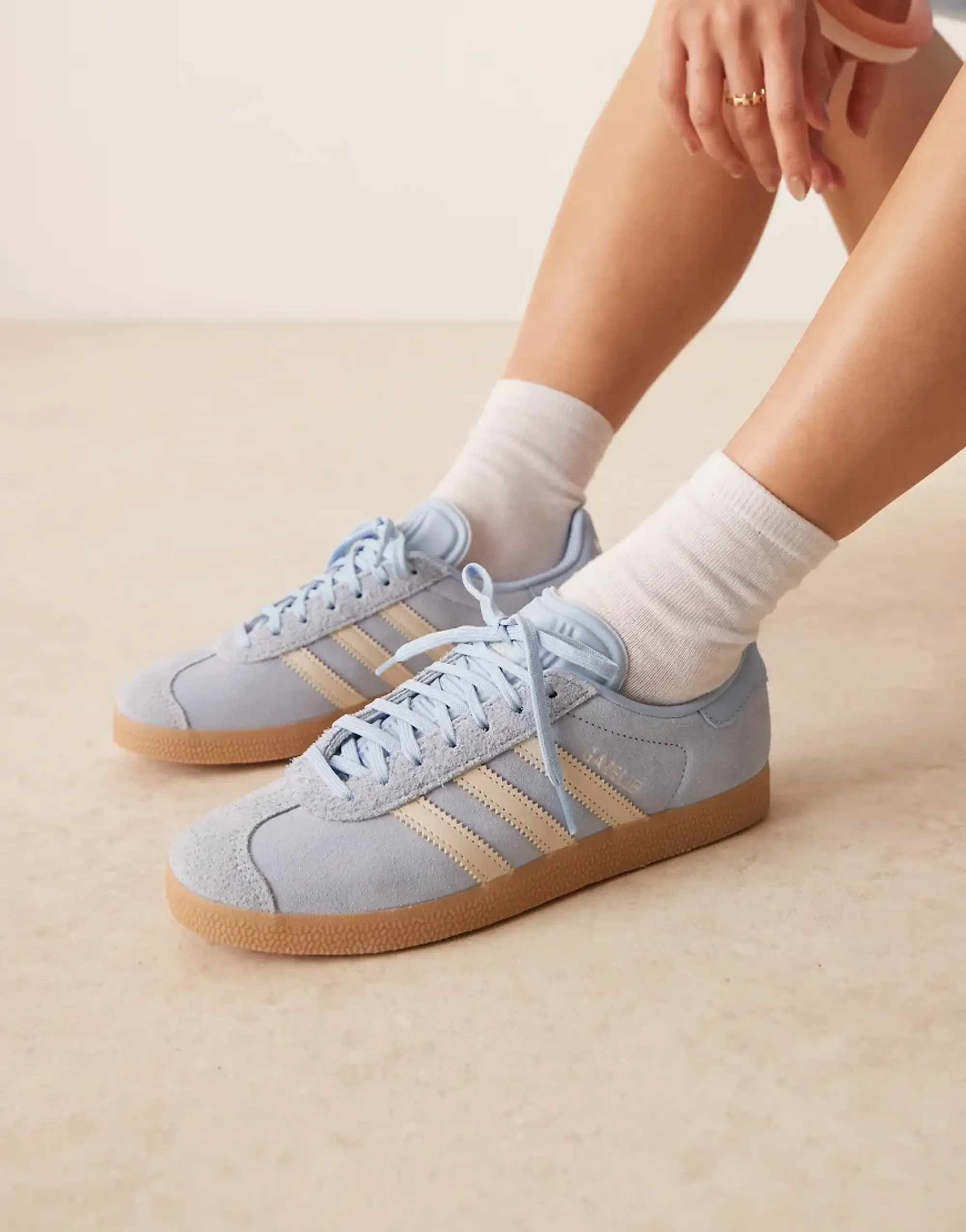 Adidas Originals Gazelle Indoor Trainers In Blue And Cream