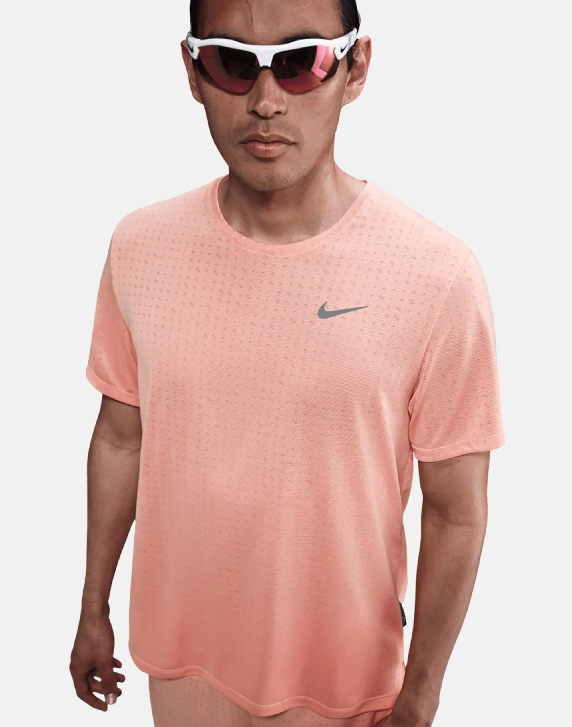 Men's Nike Miler Breathe T-Shirt in Orange/Silver 