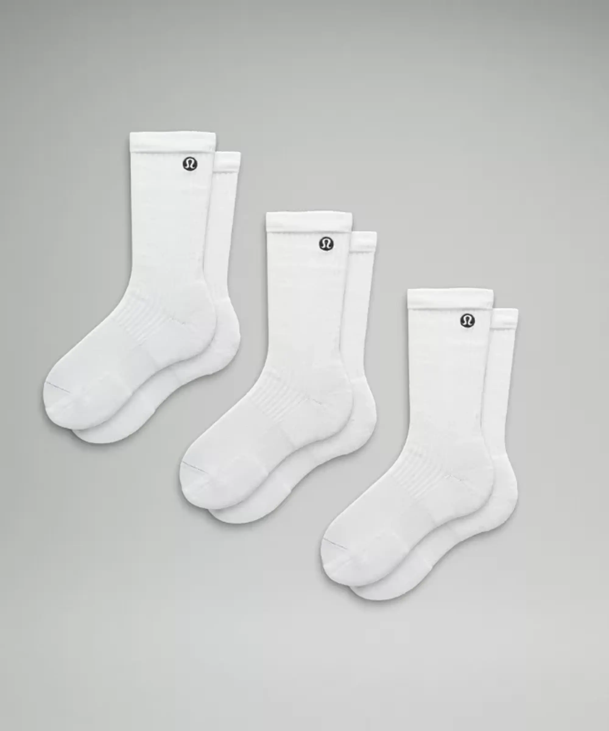 lululemon – Men's Daily Stride Ribbed Comfort Crew Socks 3 Pack – Color White – Size L