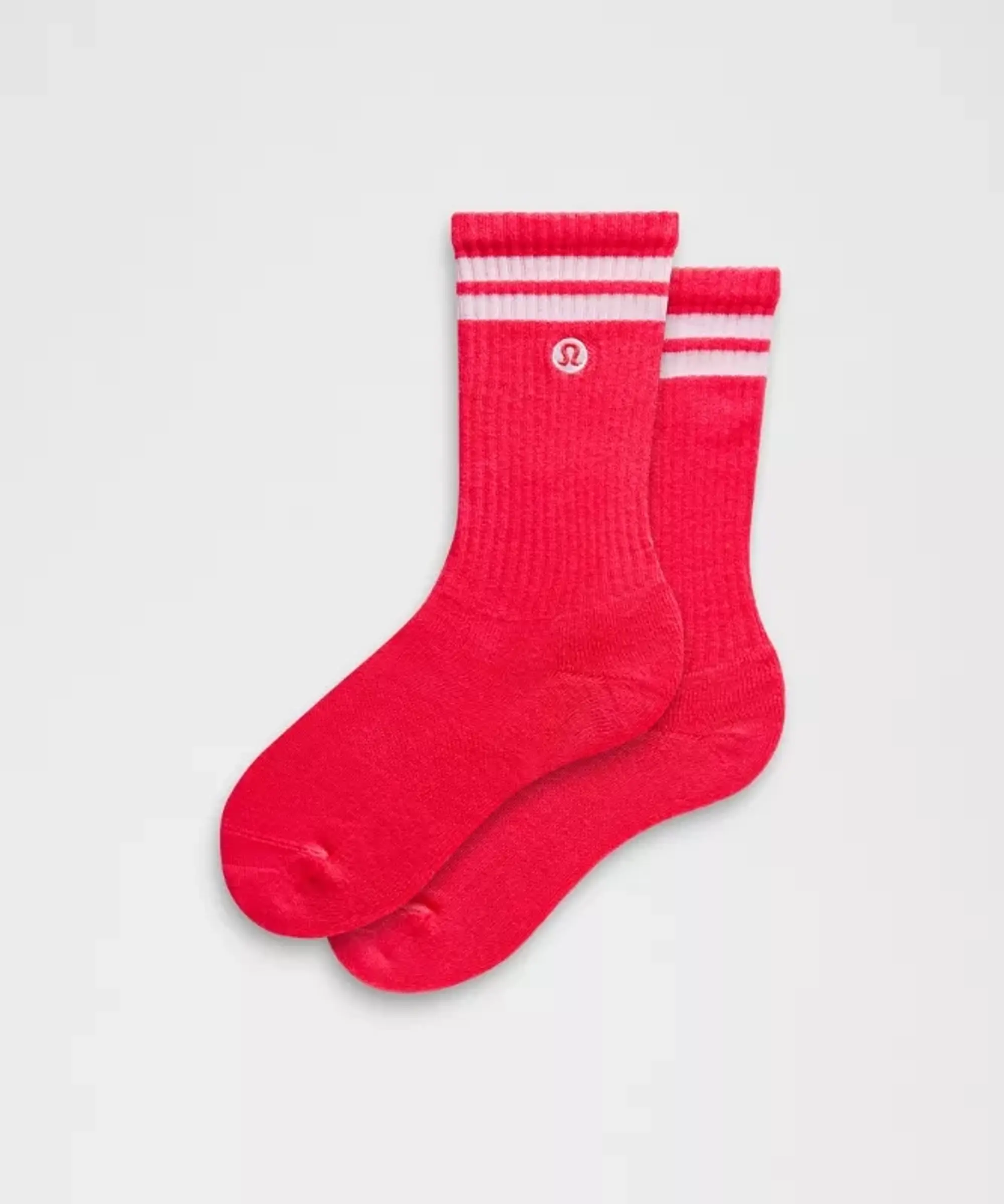 lululemon – Unisex Daily Essential Crew Socks Stripe – Color Red/White – Size XL