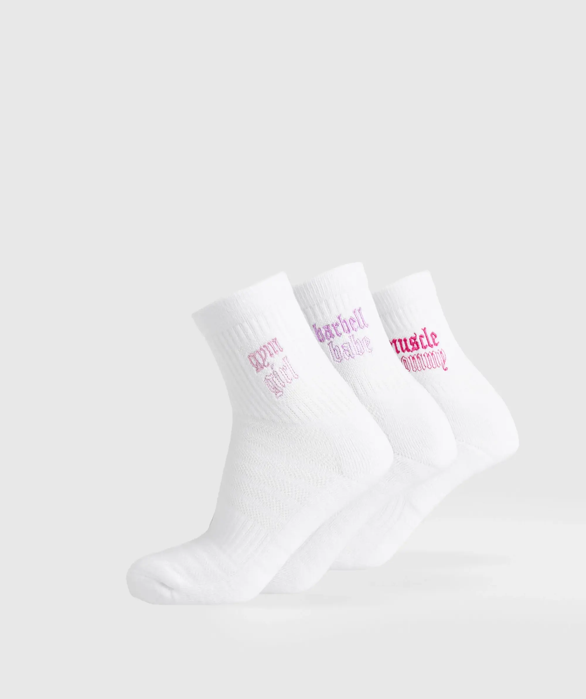  Gym Babes Midi Sock 3pk - White/Sour Pink/Active Purple/Winning Pink