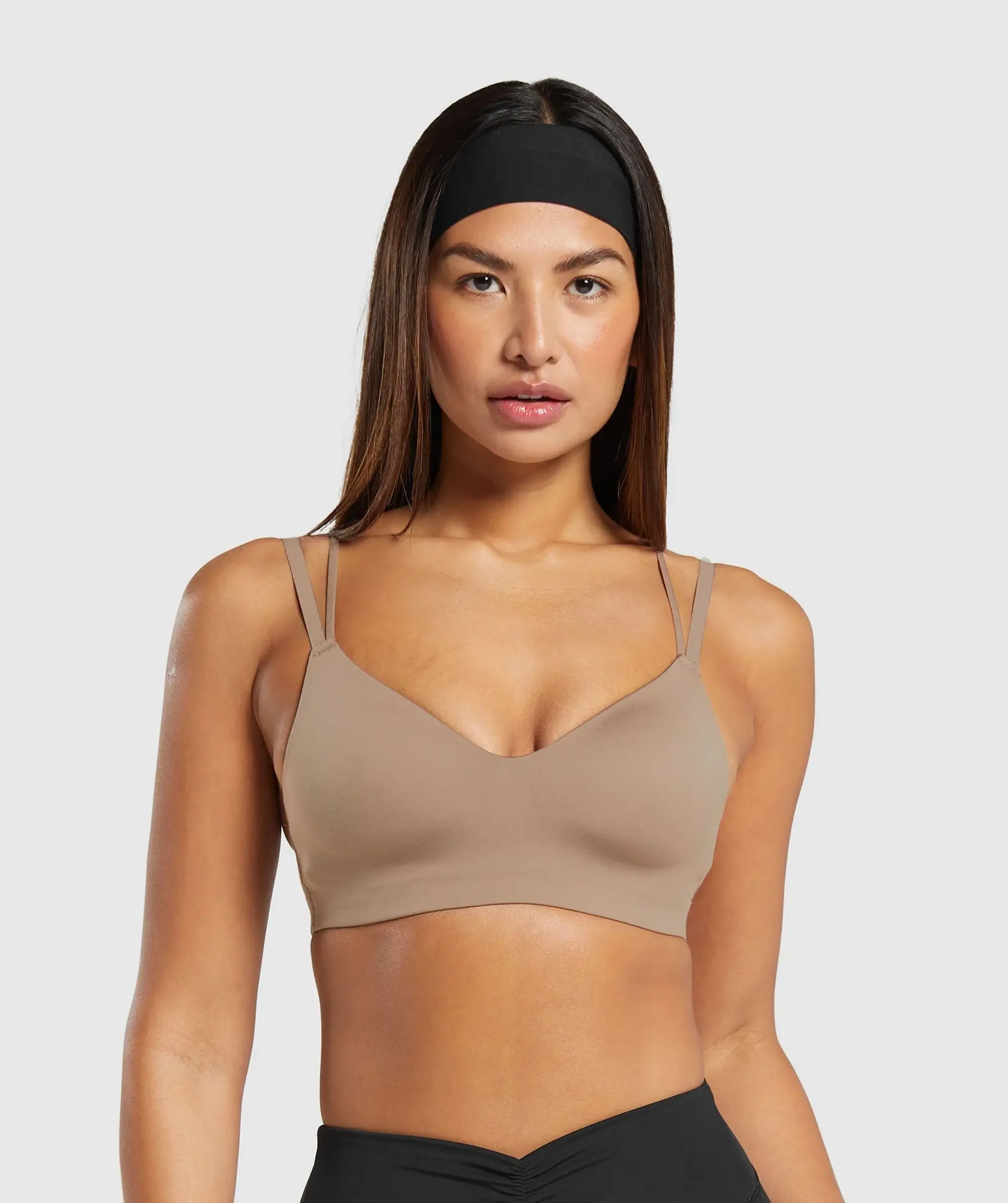  Strappy Back Light Support Sports Bra - Mocha Mauve