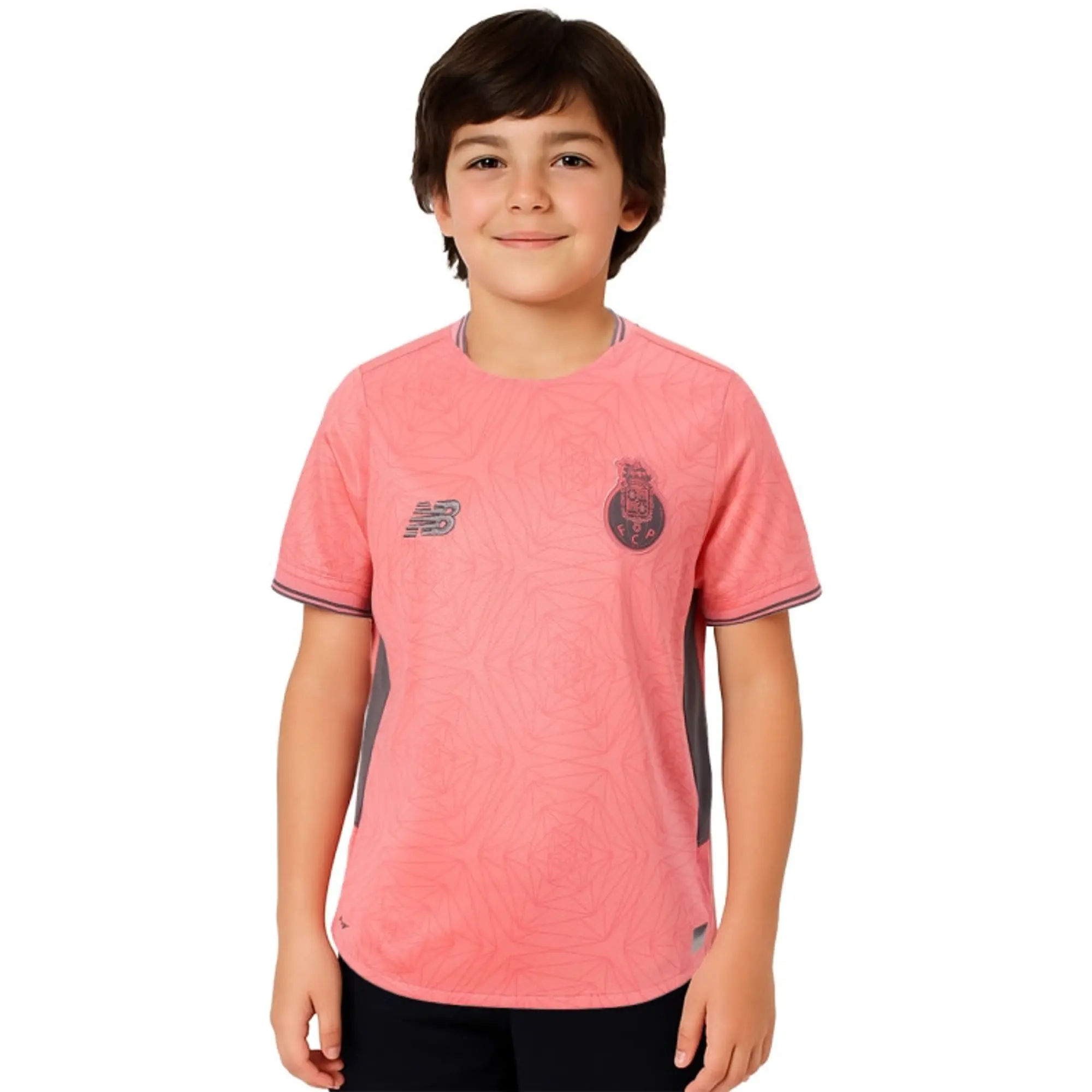 FC Porto Kids' New Balance Away Youth Short Sleeve Jersey in Black Polyester
