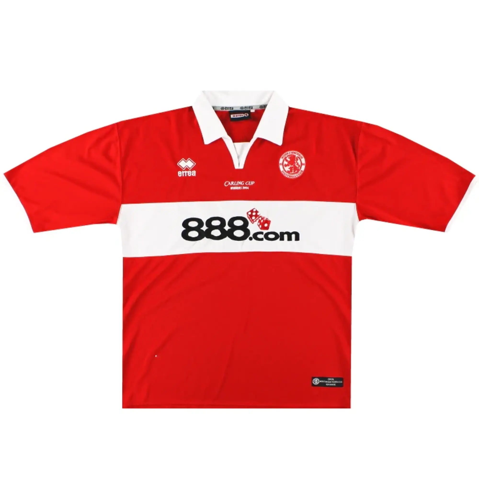 2004 Middlesbrough Errea 'Carling Cup Winners 2004' Home Shirt L - Middlesbrough / Excellent / Large