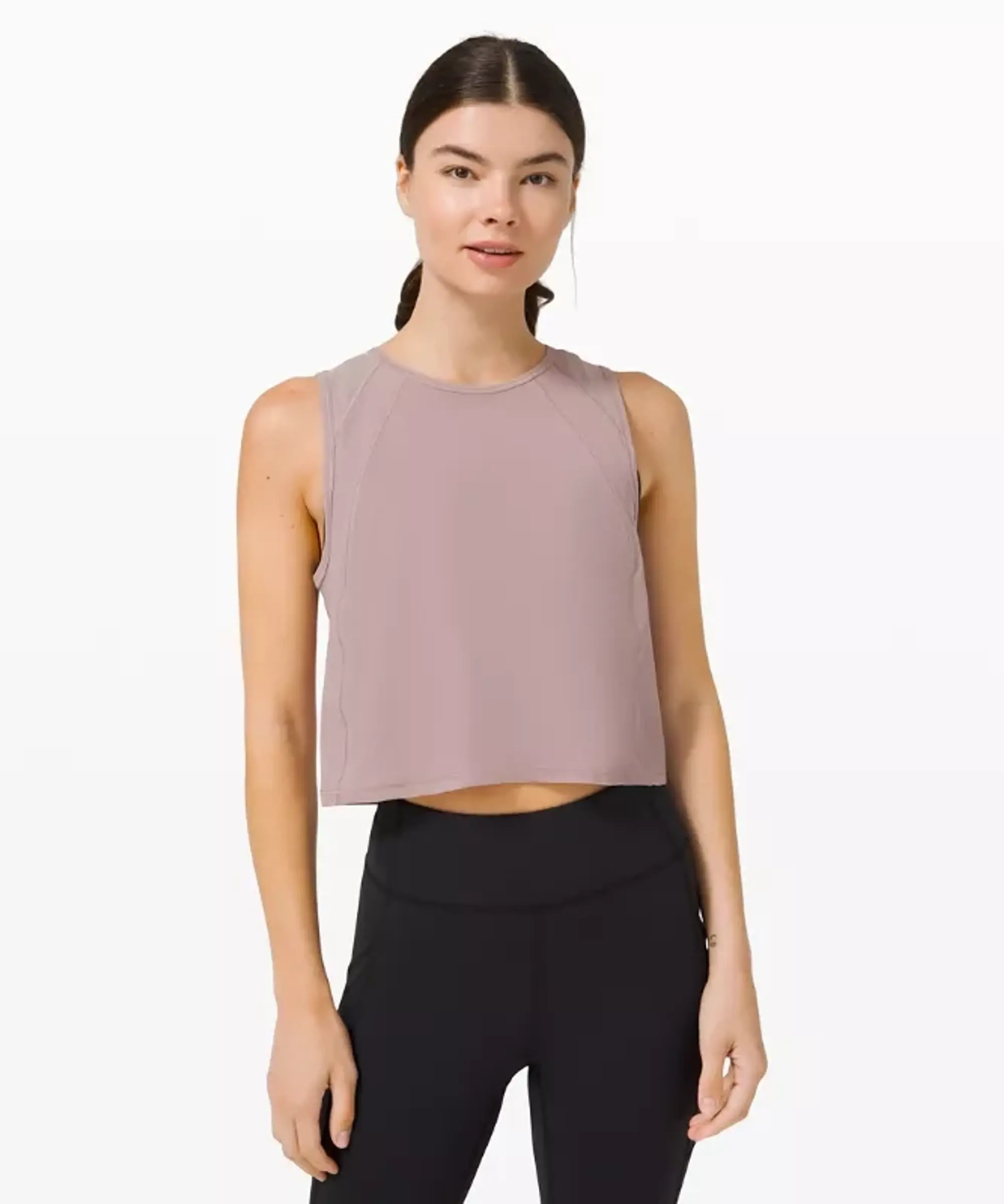 lululemon – Women's Sculpt Cropped Tank Top Back Vent – Color Violet/Purple/Pastel – Size 12