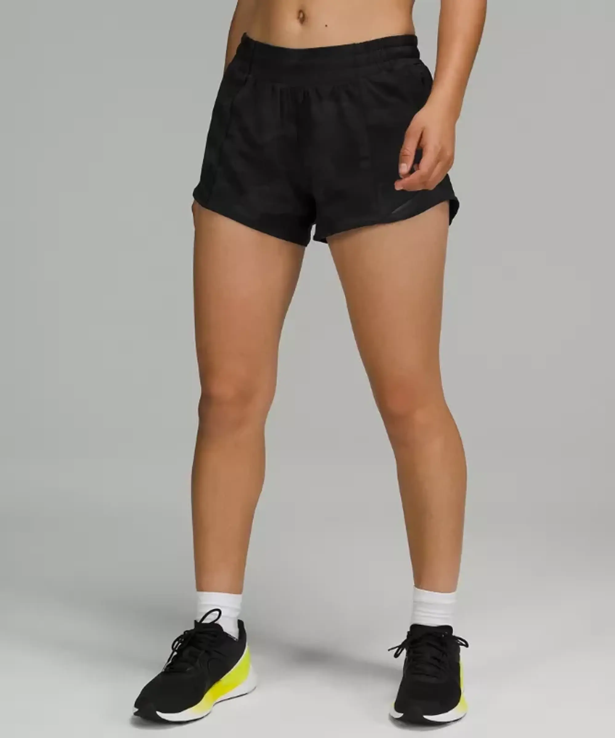 lululemon – Women's Hotty Hot Low-Rise Lined Shorts – 4" – Color Camo/Black – Size 12
