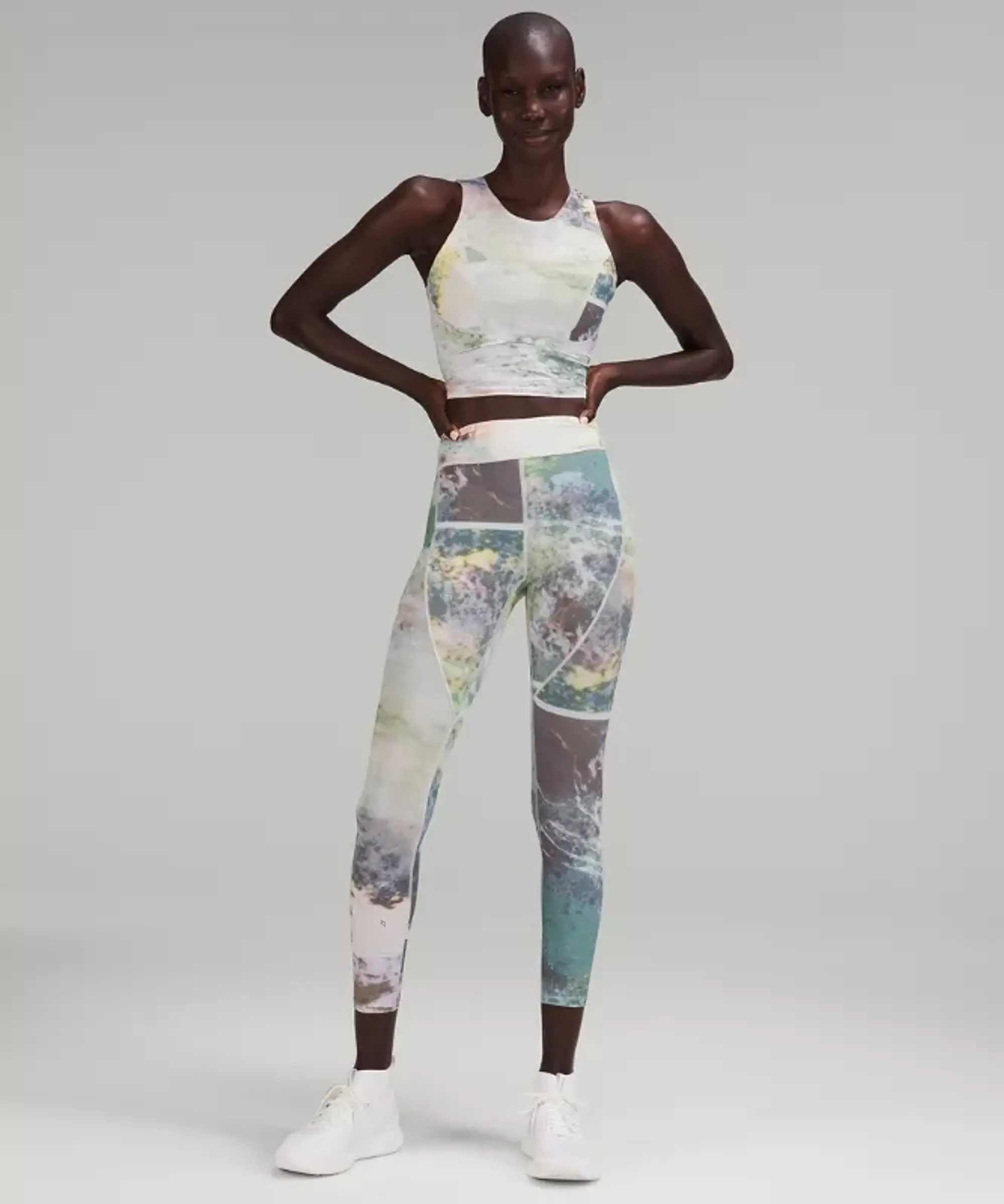 lululemon – Women's lab Nulux and Mesh High-Rise Tight Leggings – 25" – Color White/Grey – Size 10