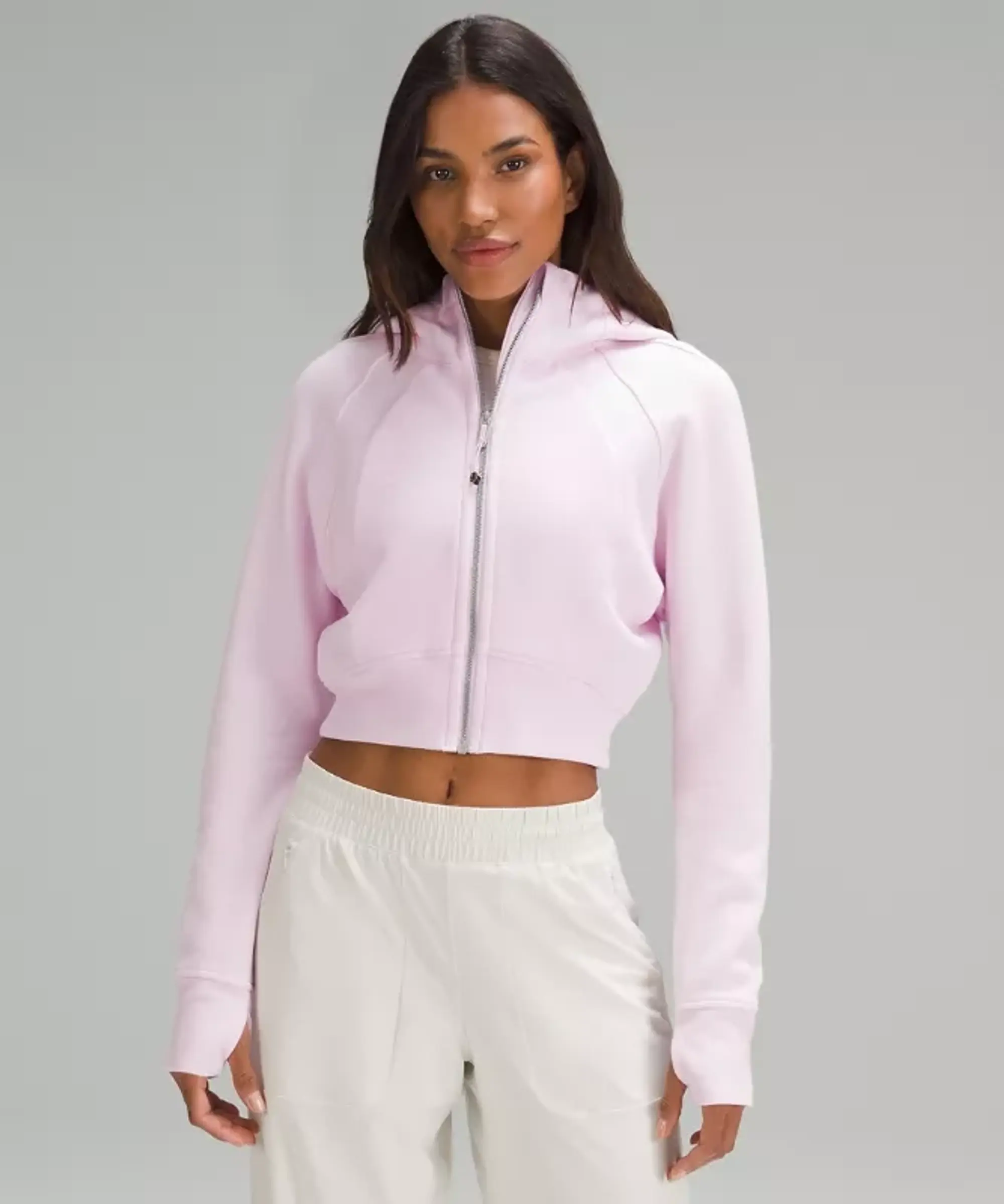 lululemon – Women's Scuba Full-Zip Cropped Hoodie – Color Pink/Pastel – Size 12