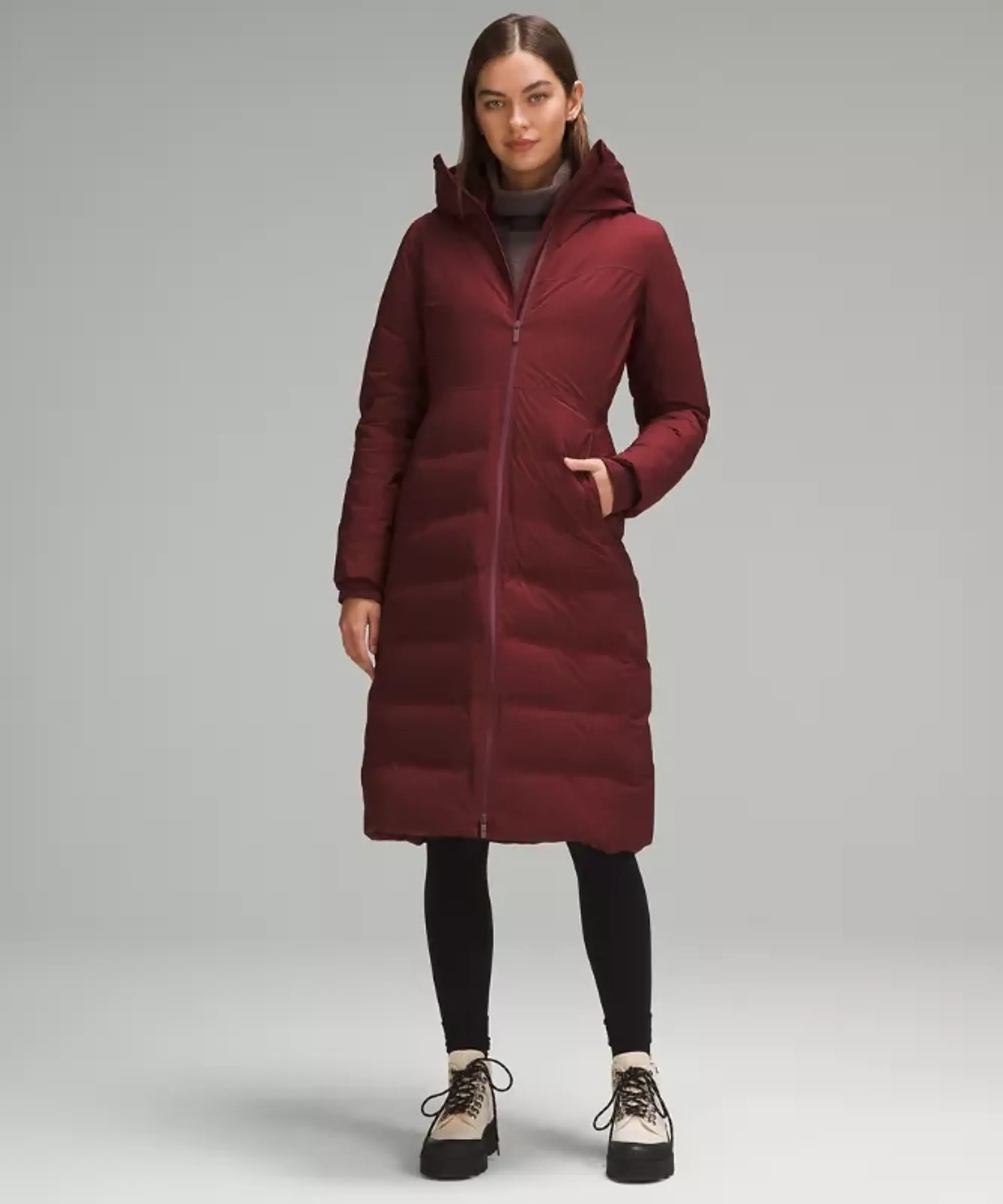 lululemon – Women's StretchSeal Sleet Street 600-Down-Fill Long Jacket – Color Red/Burgundy – Size 2