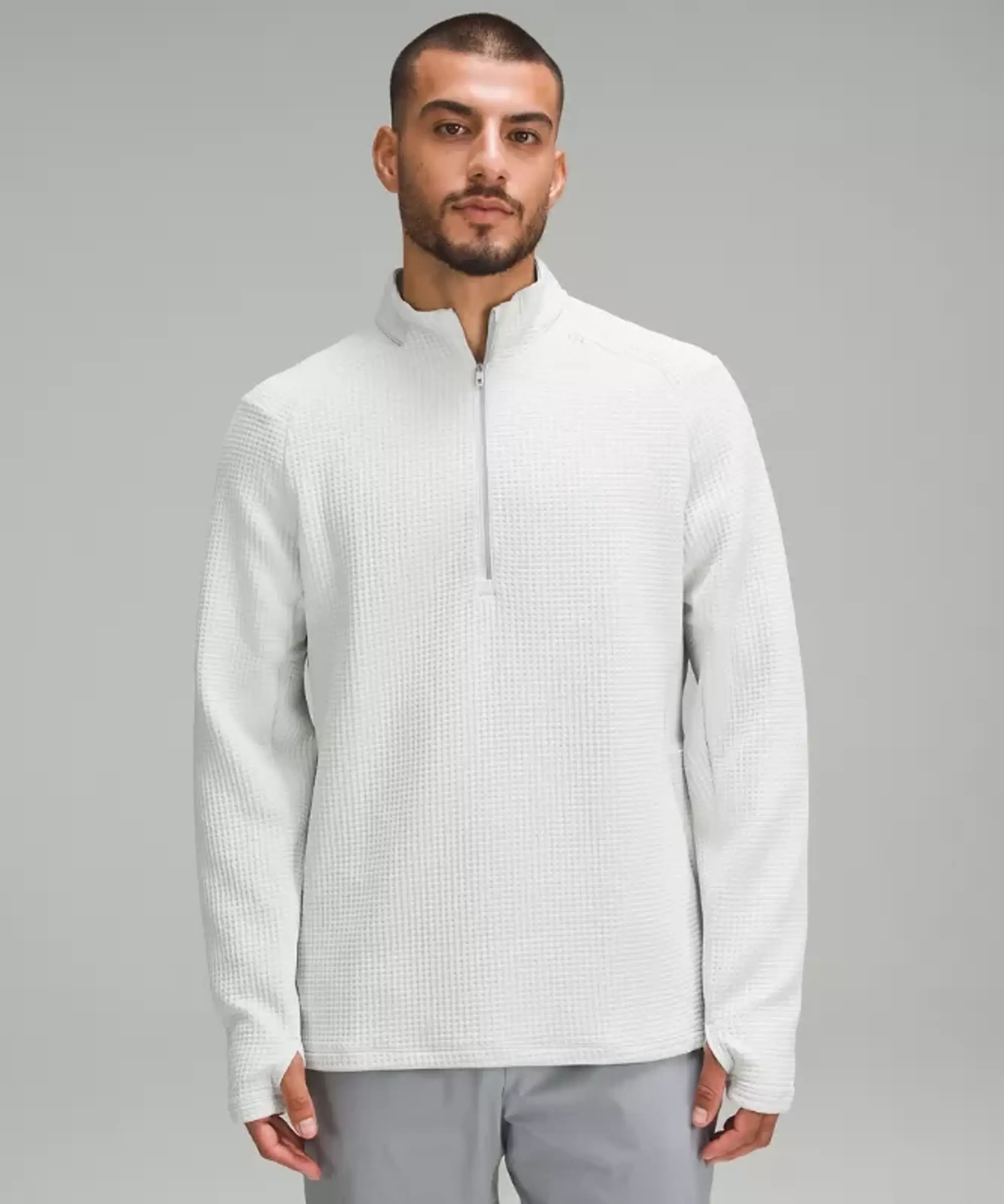 lululemon – Men's Waffle-Knit Half Zip Sweatshirt – Color White – Size 2XL