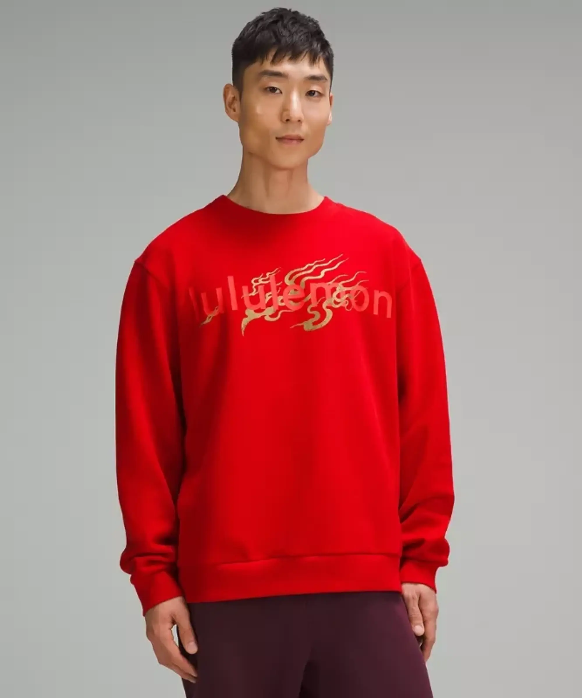 lululemon – Men's Lunar New Year Steady State Crew – Color Dark Red/Neon/Red – Size L