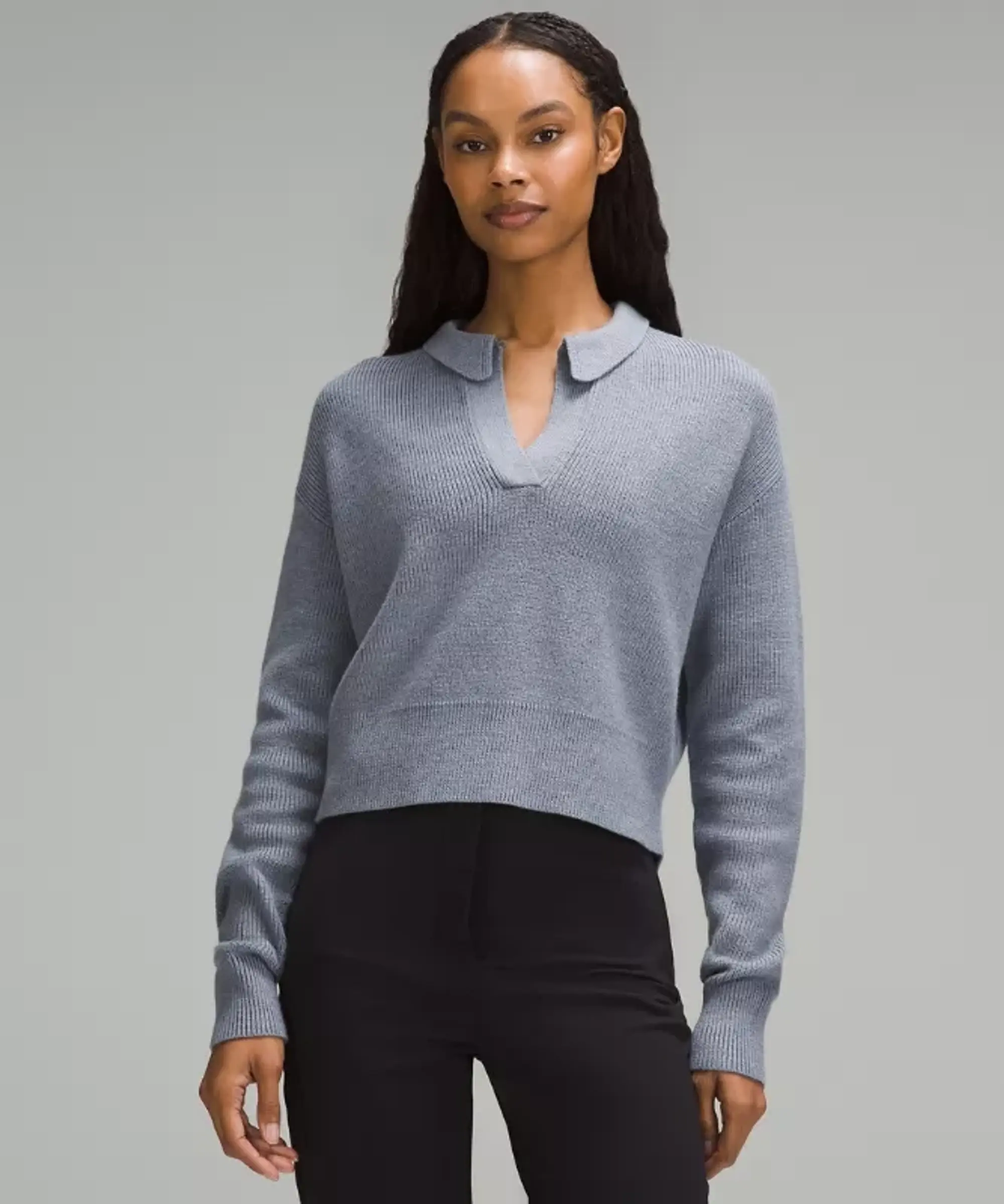 lululemon – Women's Collared Merino Sweater – Color Blue – Size L