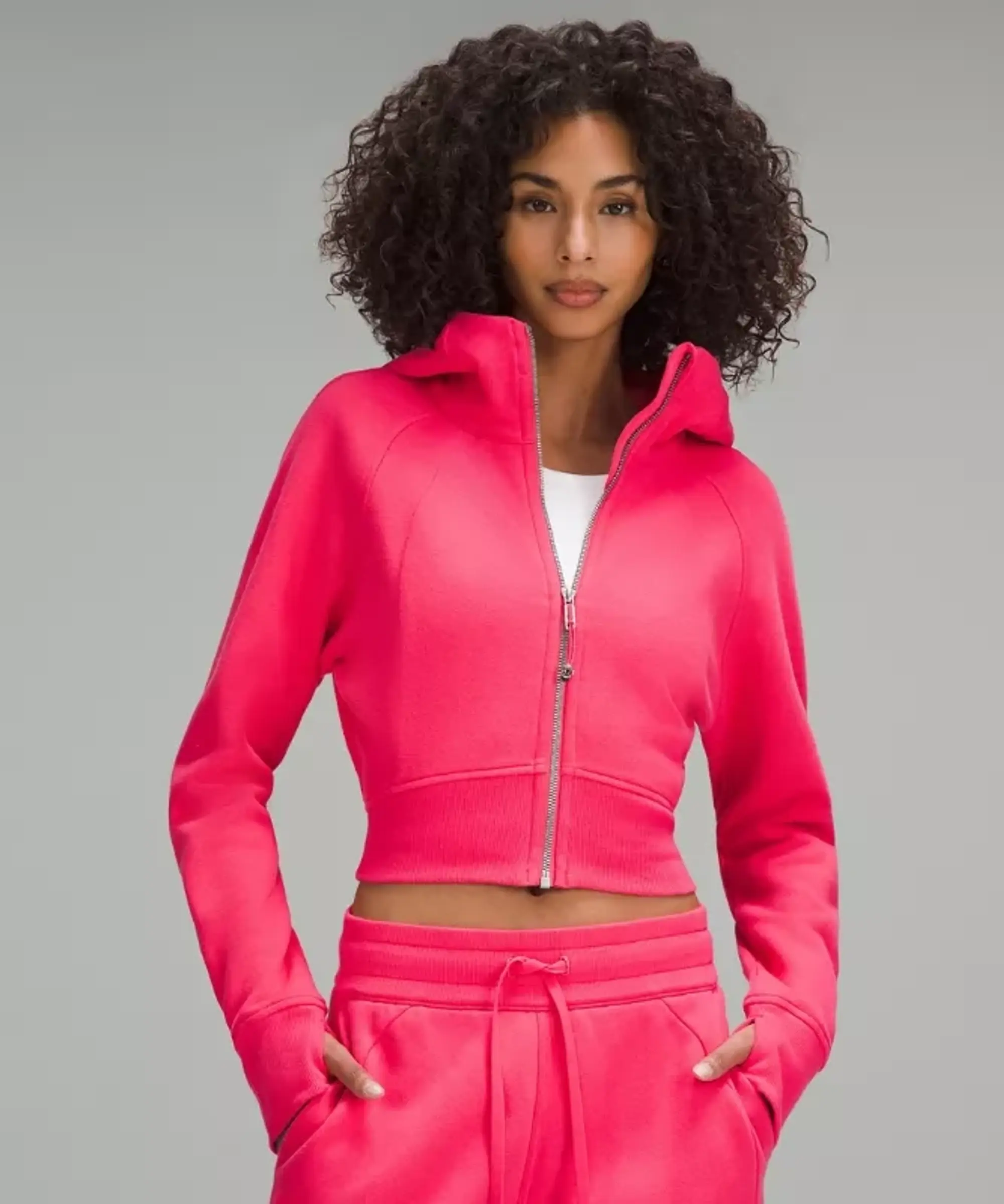 lululemon – Women's Scuba Full-Zip Cropped Hoodie – Color Pink – Size 10