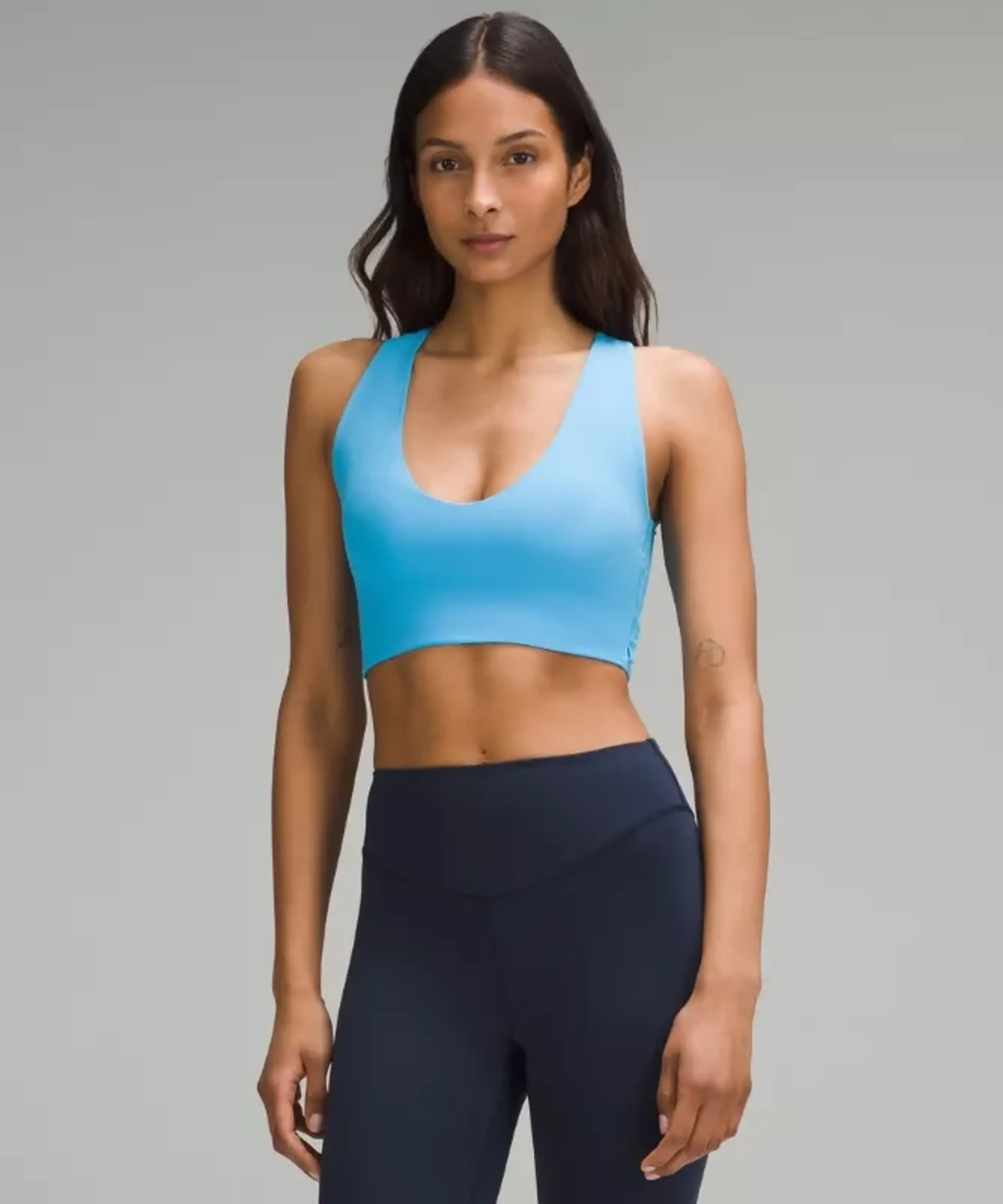 lululemon – Women's Bend This Scoop and Cross Sports Bra Light Support, A-C Cups – Color Blue/Light Blue – Size L/XL