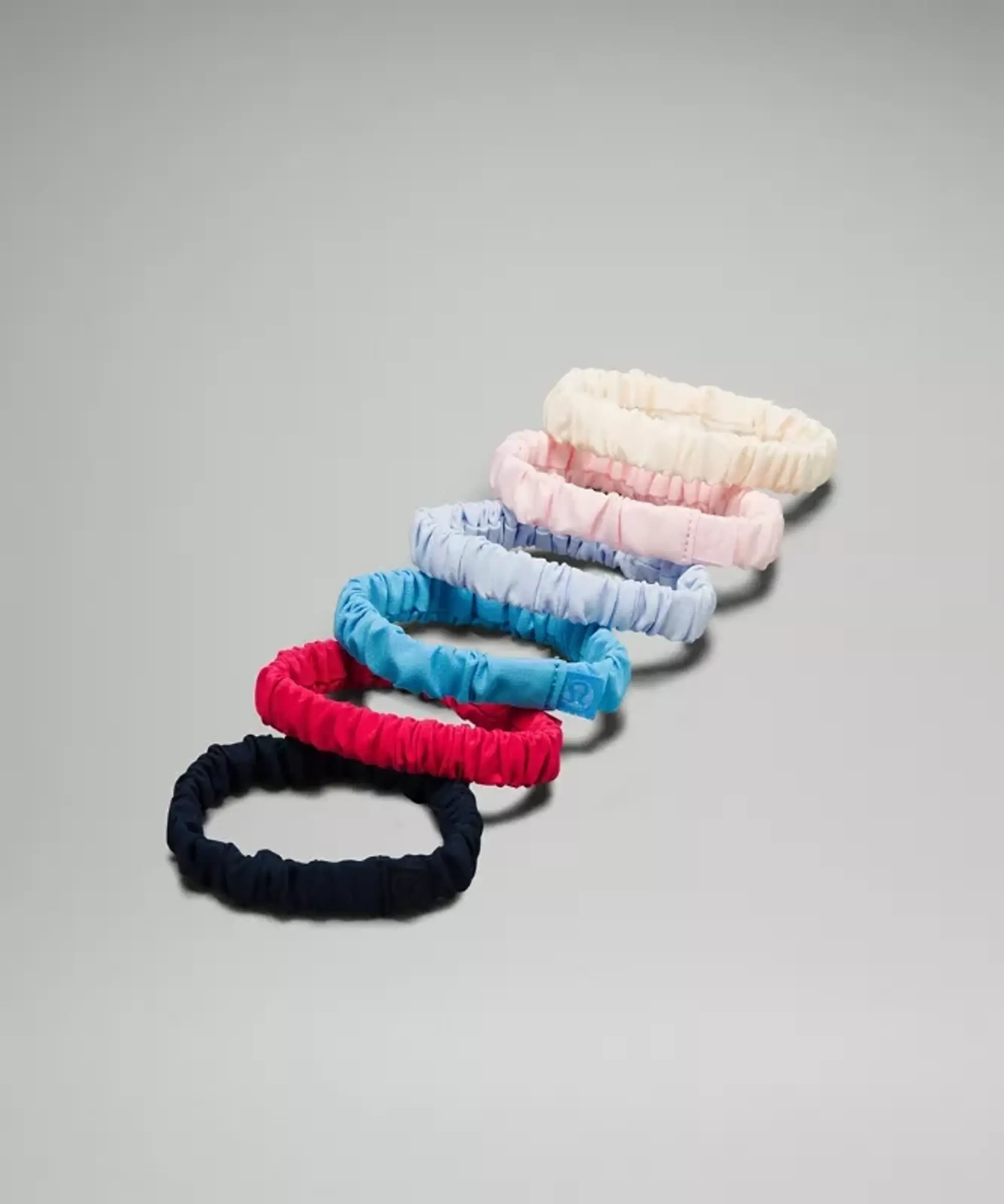 lululemon – Skinny Hair Scrunchies 6 Pack – Color Blue/Light Black/Pink