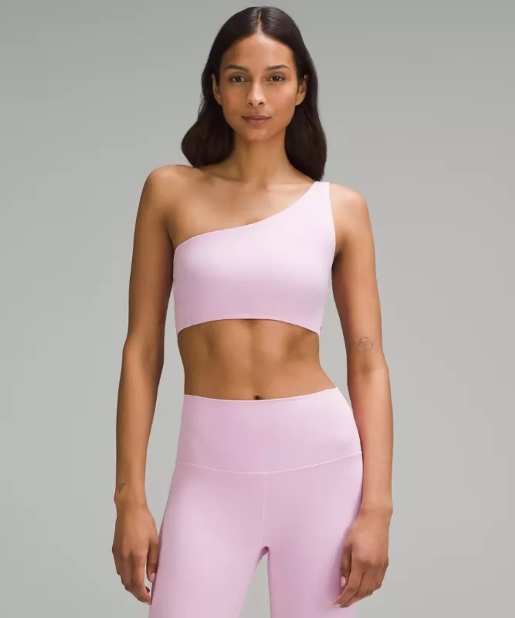 lululemon – Women's Bend This One-Shoulder Sports Bra Light Support, A-C Cups – Color Pink – Size L/XL