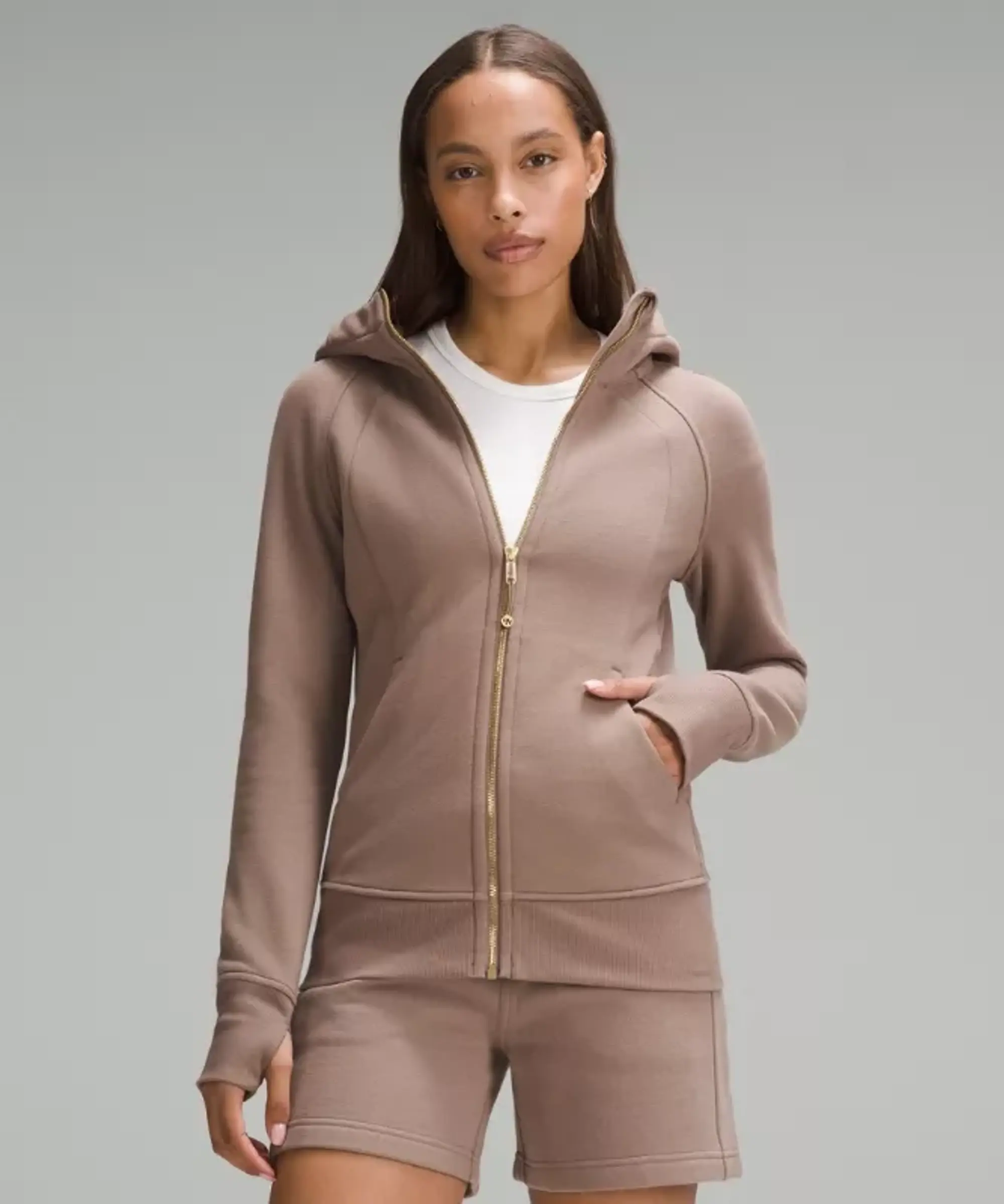 lululemon – Women's Scuba Full-Zip Hoodie – Color Gold/Brown – Size 12
