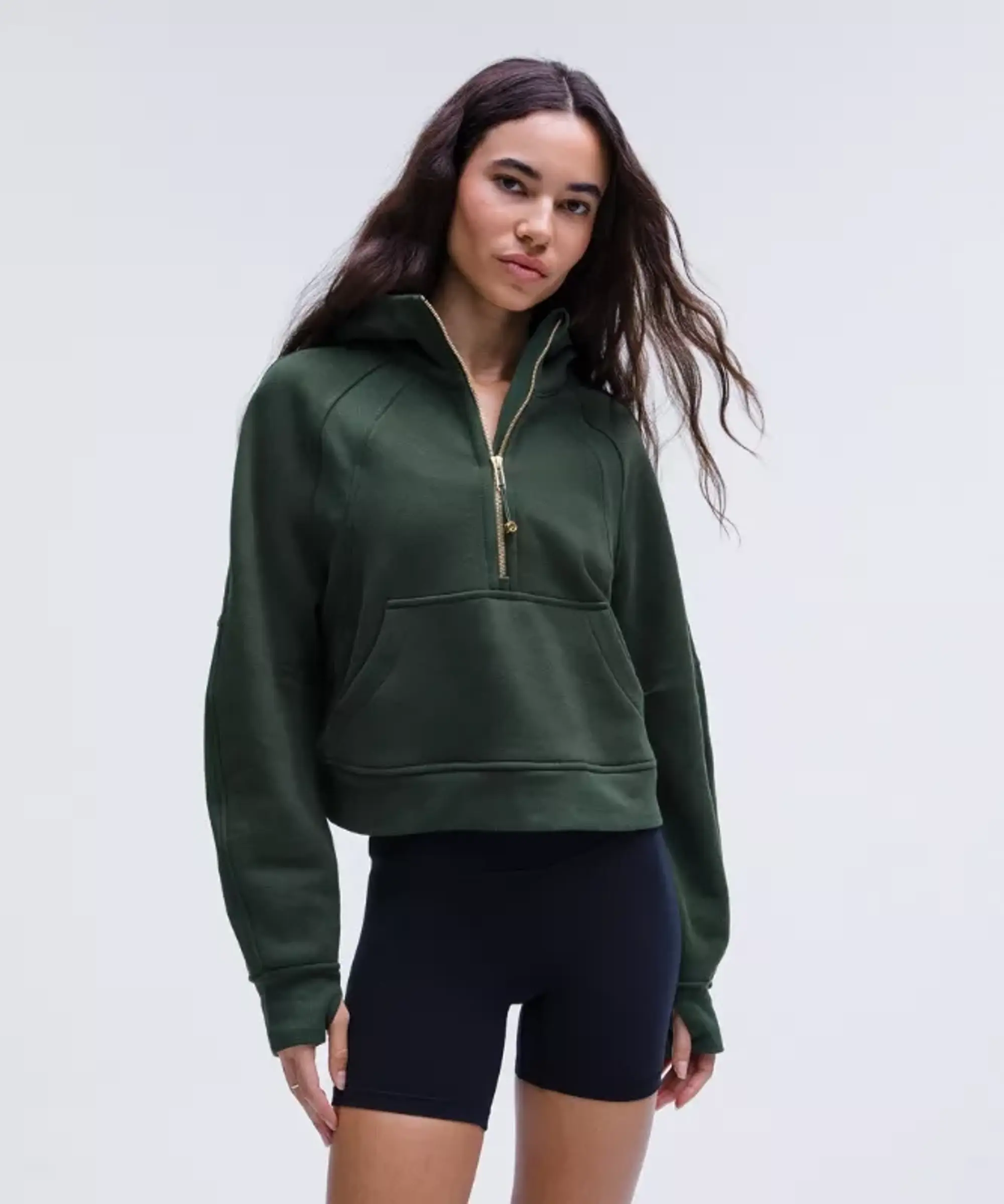 lululemon – Women's Scuba Oversized Half-Zip Hoodie – Color Green/Gold – Size M/L