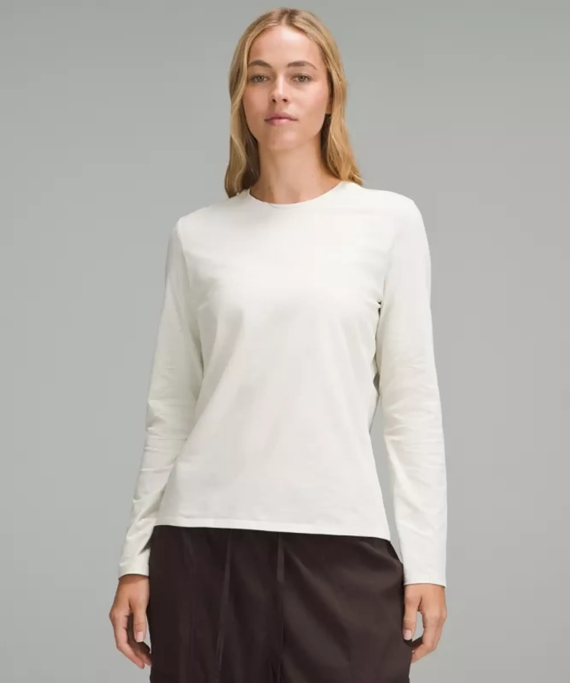 lululemon – Women's Organic Cotton Crewneck Long-Sleeve Shirt – Color White – Size XL
