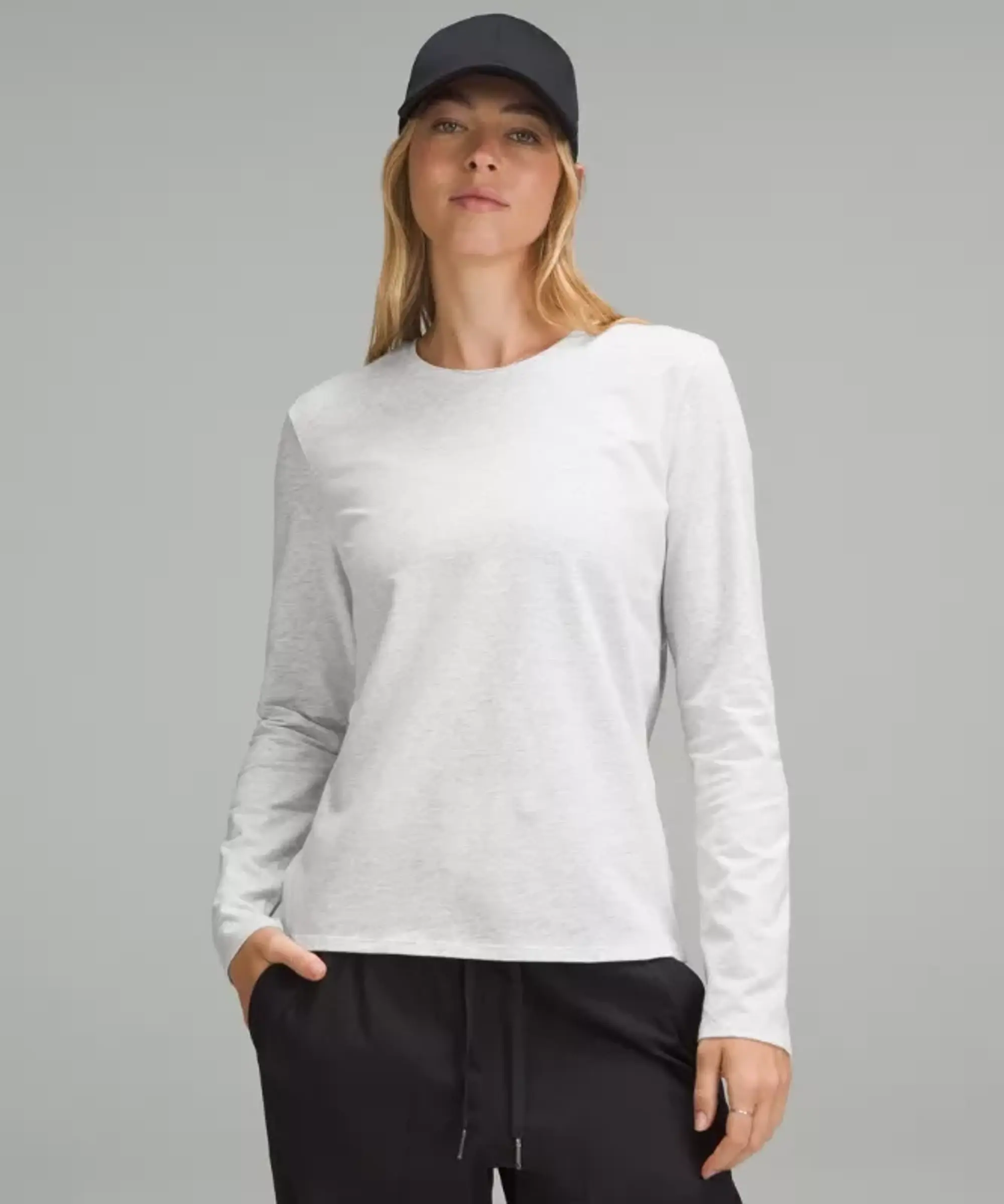 lululemon – Women's Organic Cotton Crewneck Long-Sleeve Shirt – Color Light Grey/Grey – Size L