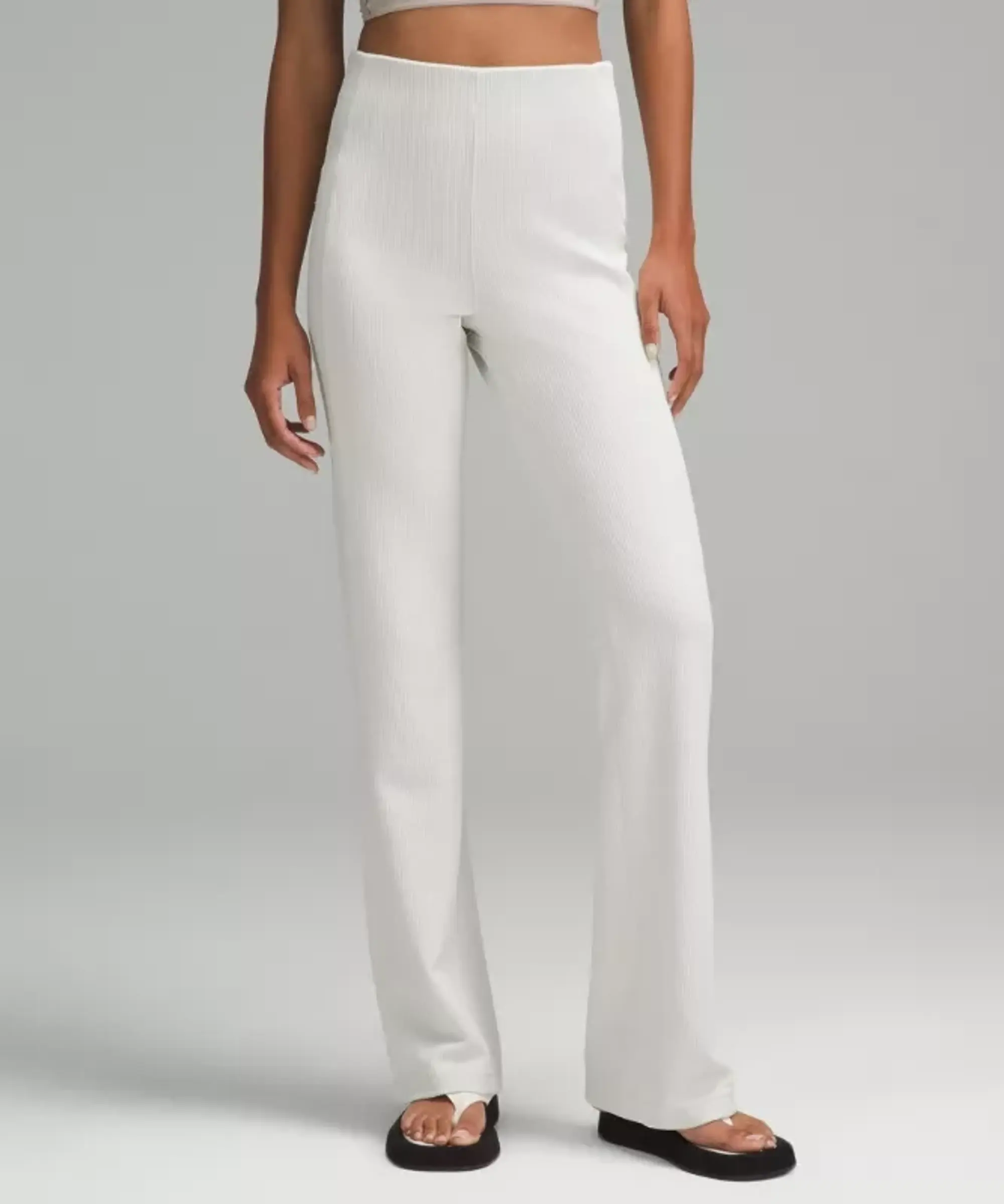 lululemon – Women's Ribbed Softstreme Flared Pants Regular – Color White – Size 0