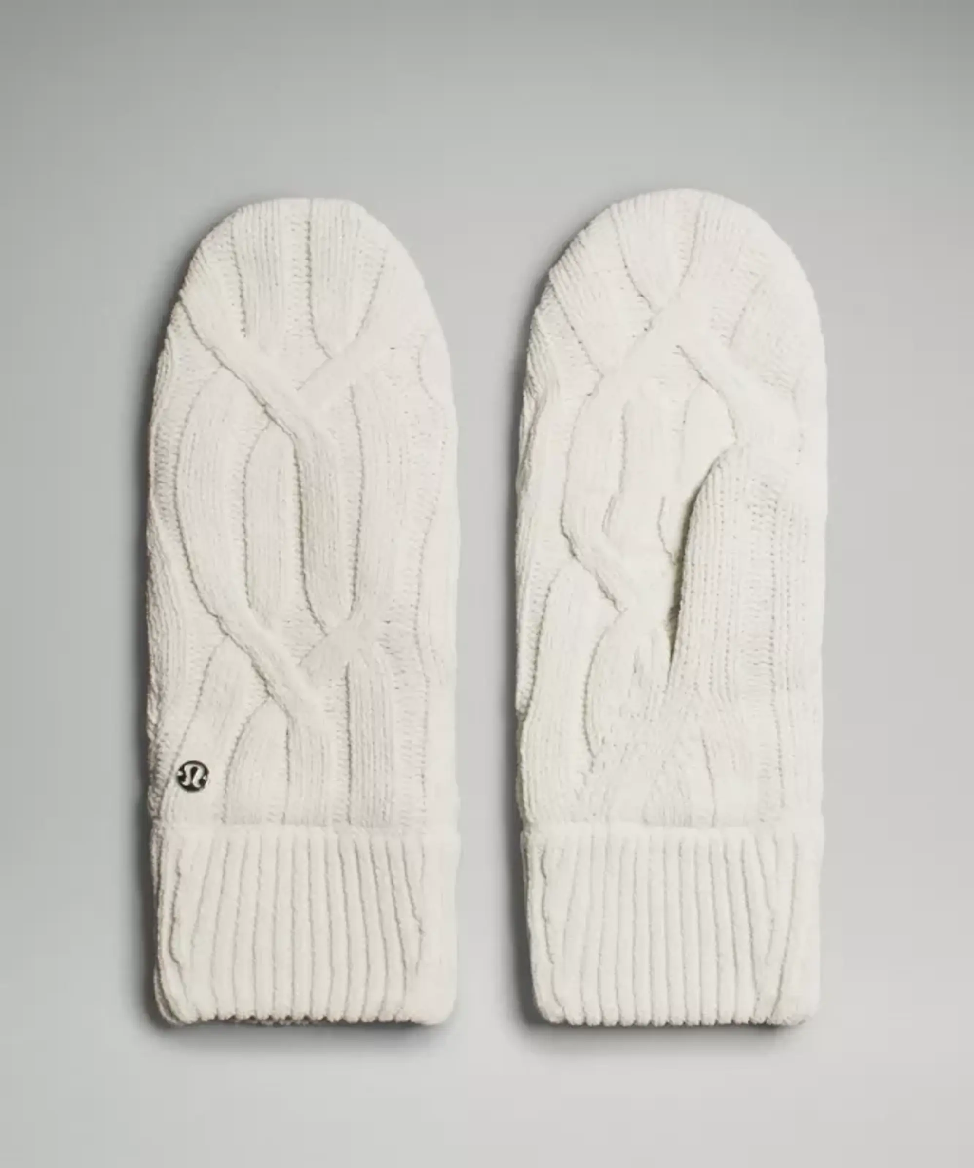 lululemon – Cable-Knit Fleece-Lined Mittens – Color White – Size M/L