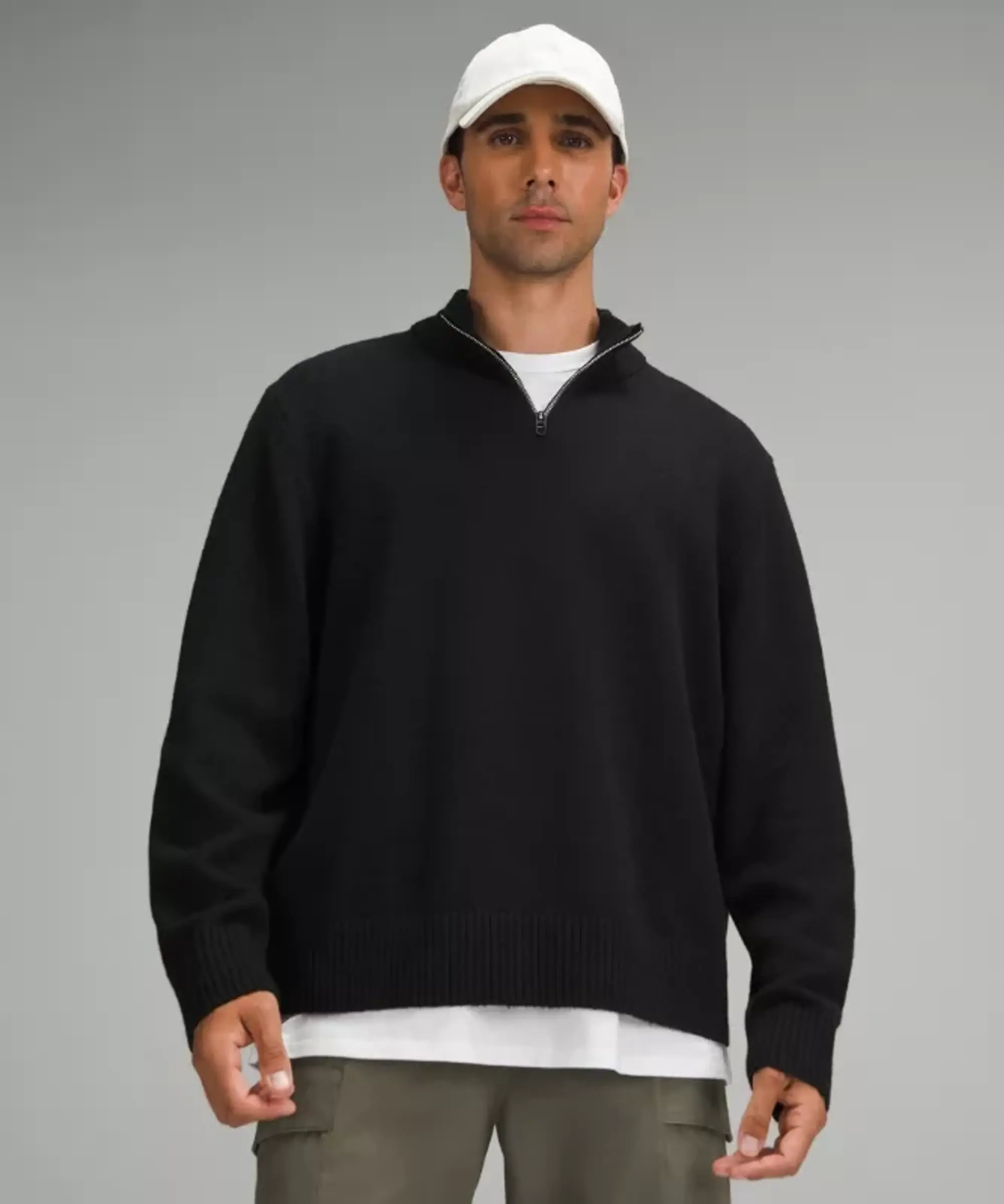 lululemon – Men's Relaxed-Fit Half-Zip Knit Sweater – Color Black – Size L