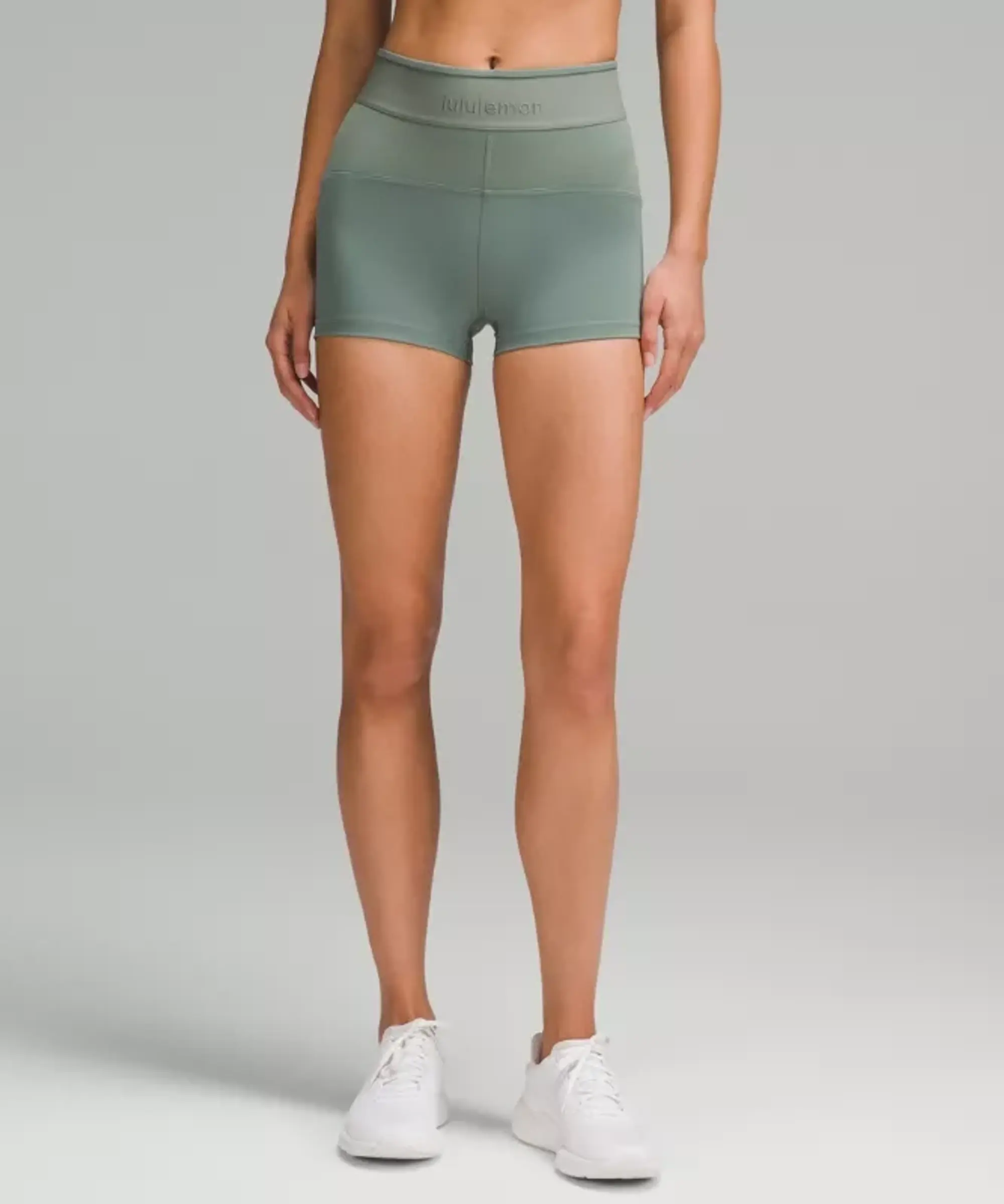 lululemon – Women's License to Train High-Rise Shorts Logo – 2" – Color Grey/Green/Pastel – Size 0