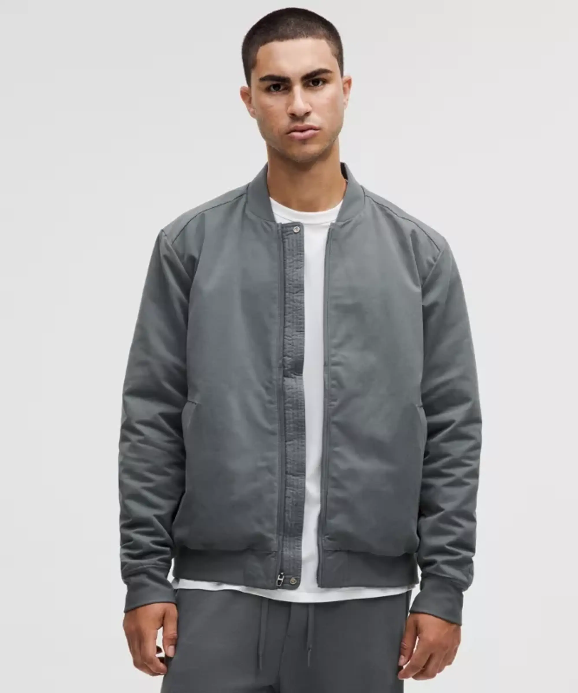 lululemon – Men's Switch Over Bomber Jacket – Color Grey/Blue – Size L