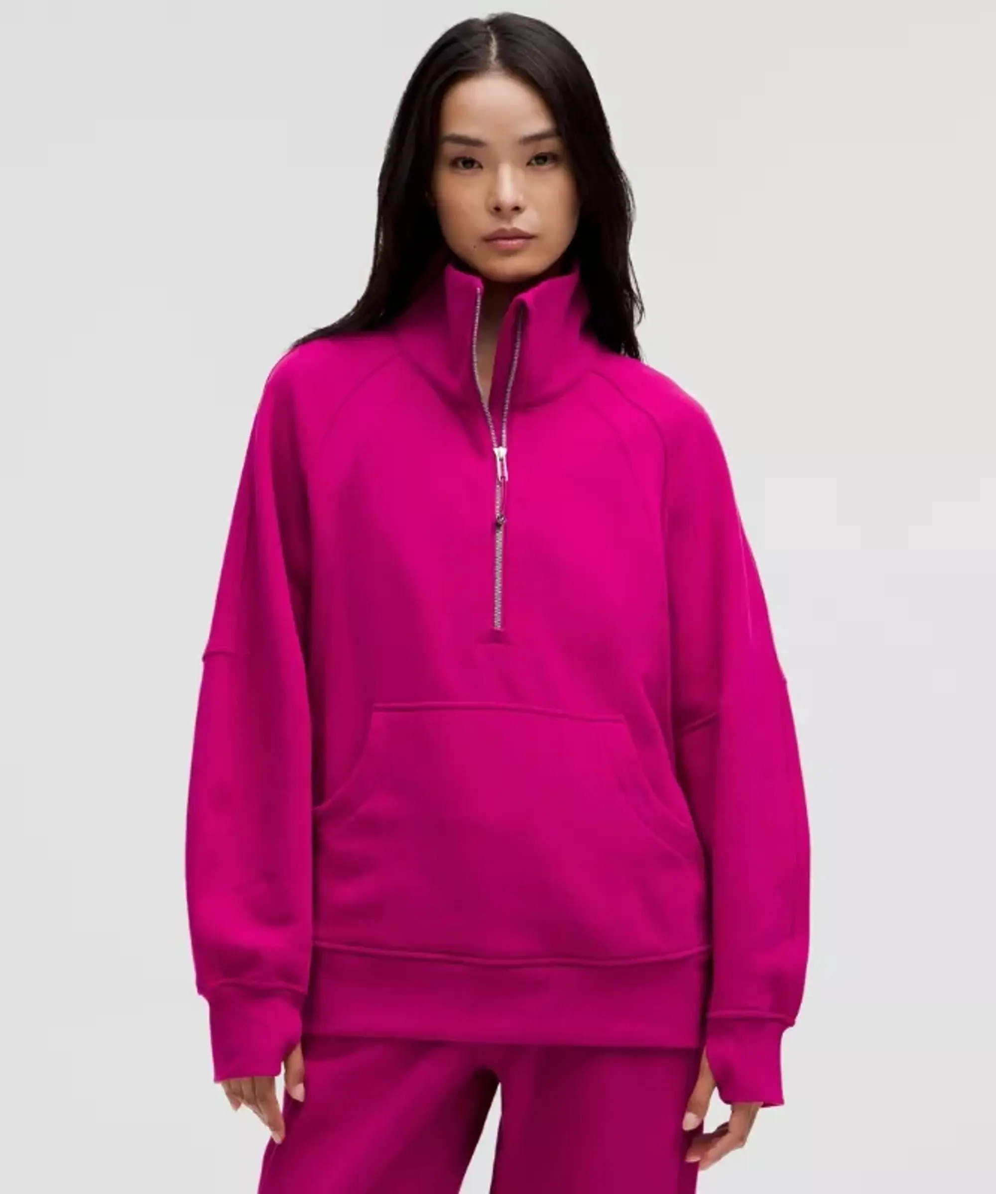 lululemon – Women's Scuba Oversized Funnel-Neck Half Zip Sweatshirt Long – Color Pink – Size XL/2XL