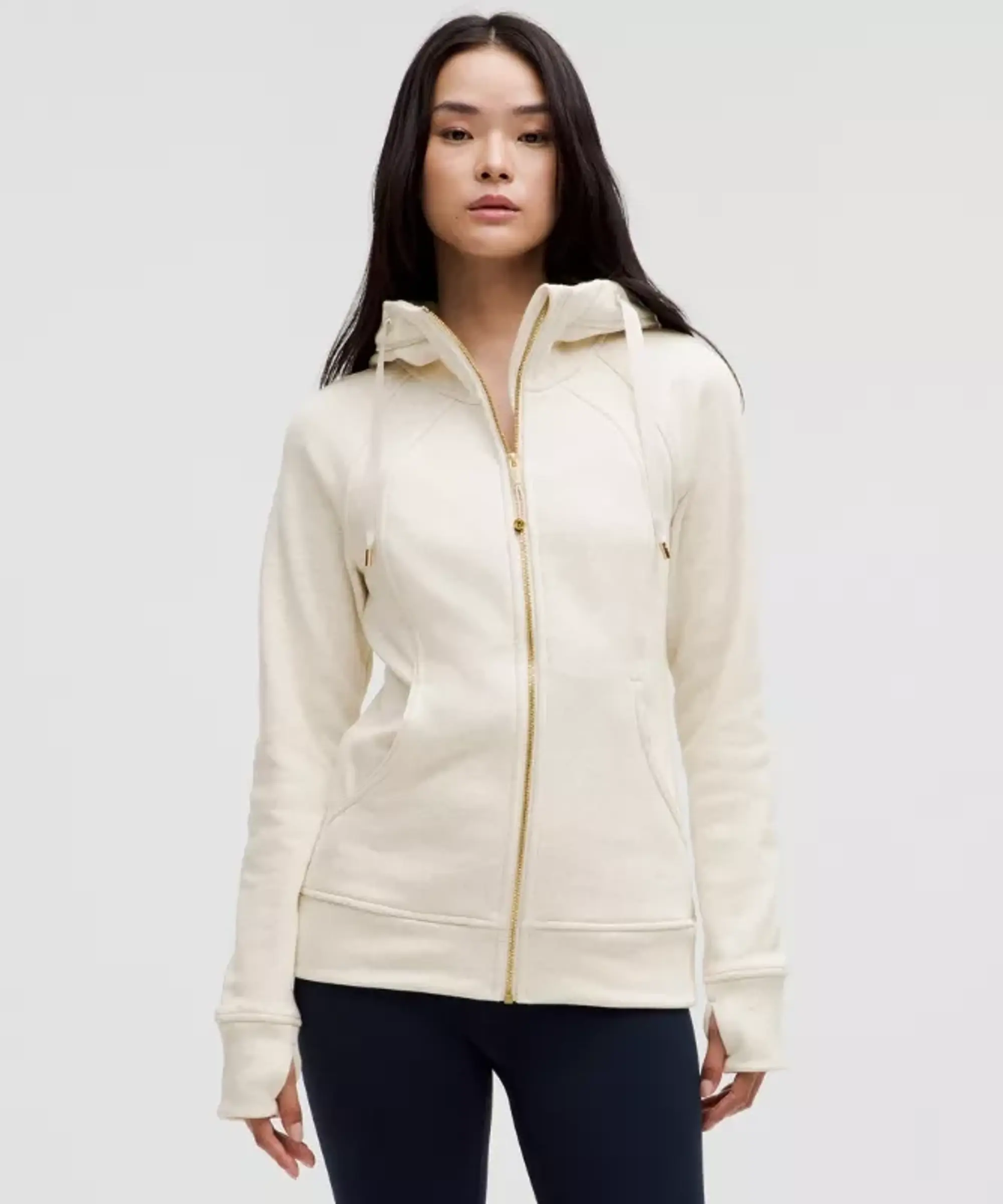 lululemon – Women's Scuba Full-Zip Hoodie Plush – Color Gold/White – Size 12