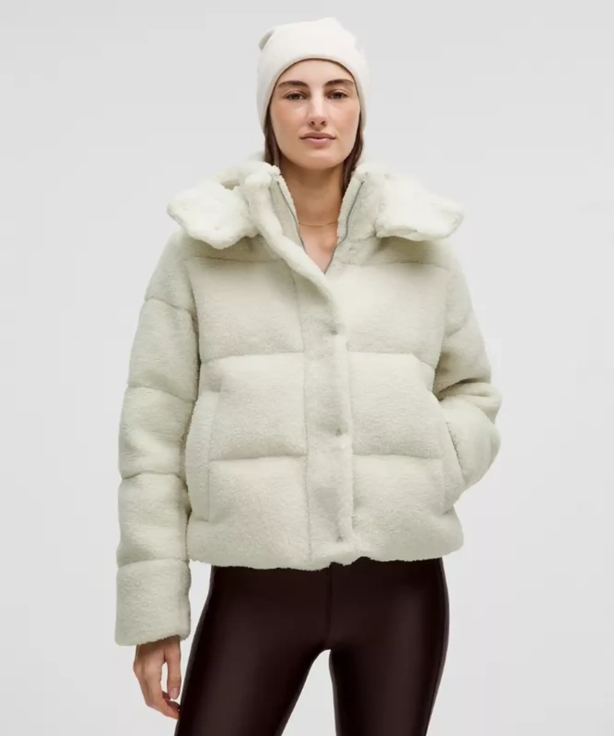lululemon – Women's Wunder Puff 550-Down-Fill Cropped Jacket Textured – Color White – Size 0