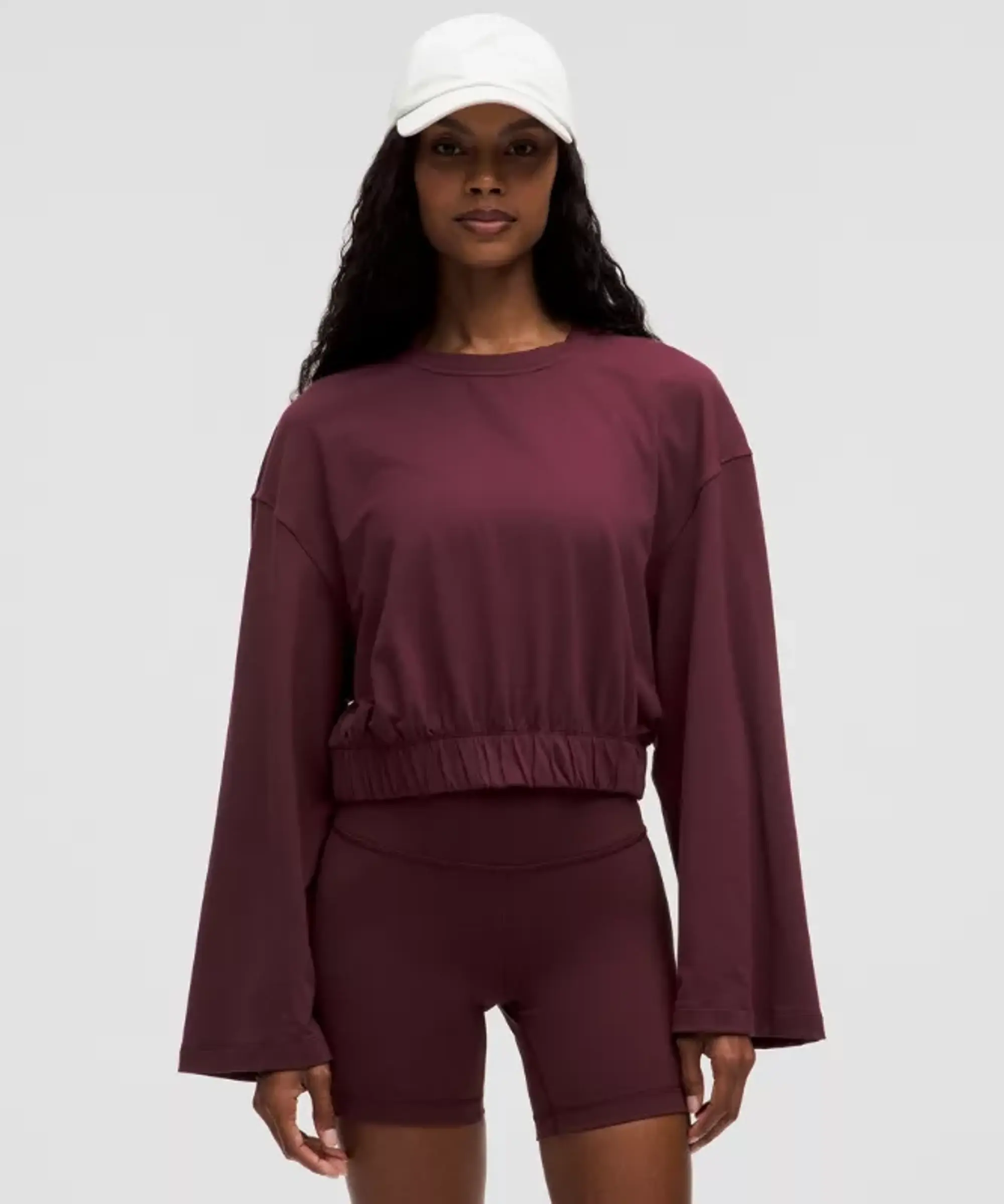 lululemon – Women's Soft Jersey Relaxed Crew Hoodieneck Pullover – Color Burgundy/Red – Size L