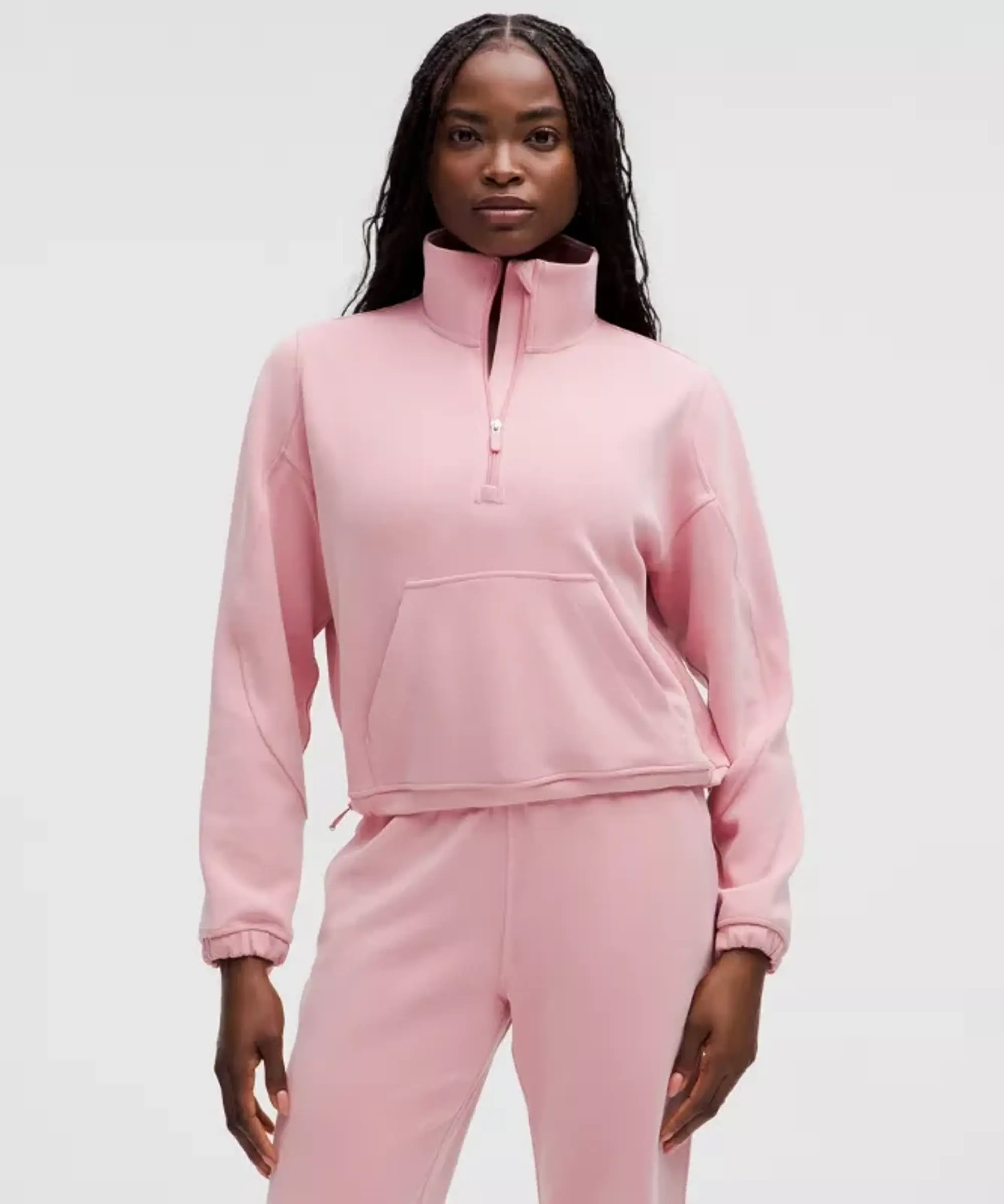 lululemon – Women's Brushed Softstreme Half Zip Sweatshirt – Color Pink – Size 10