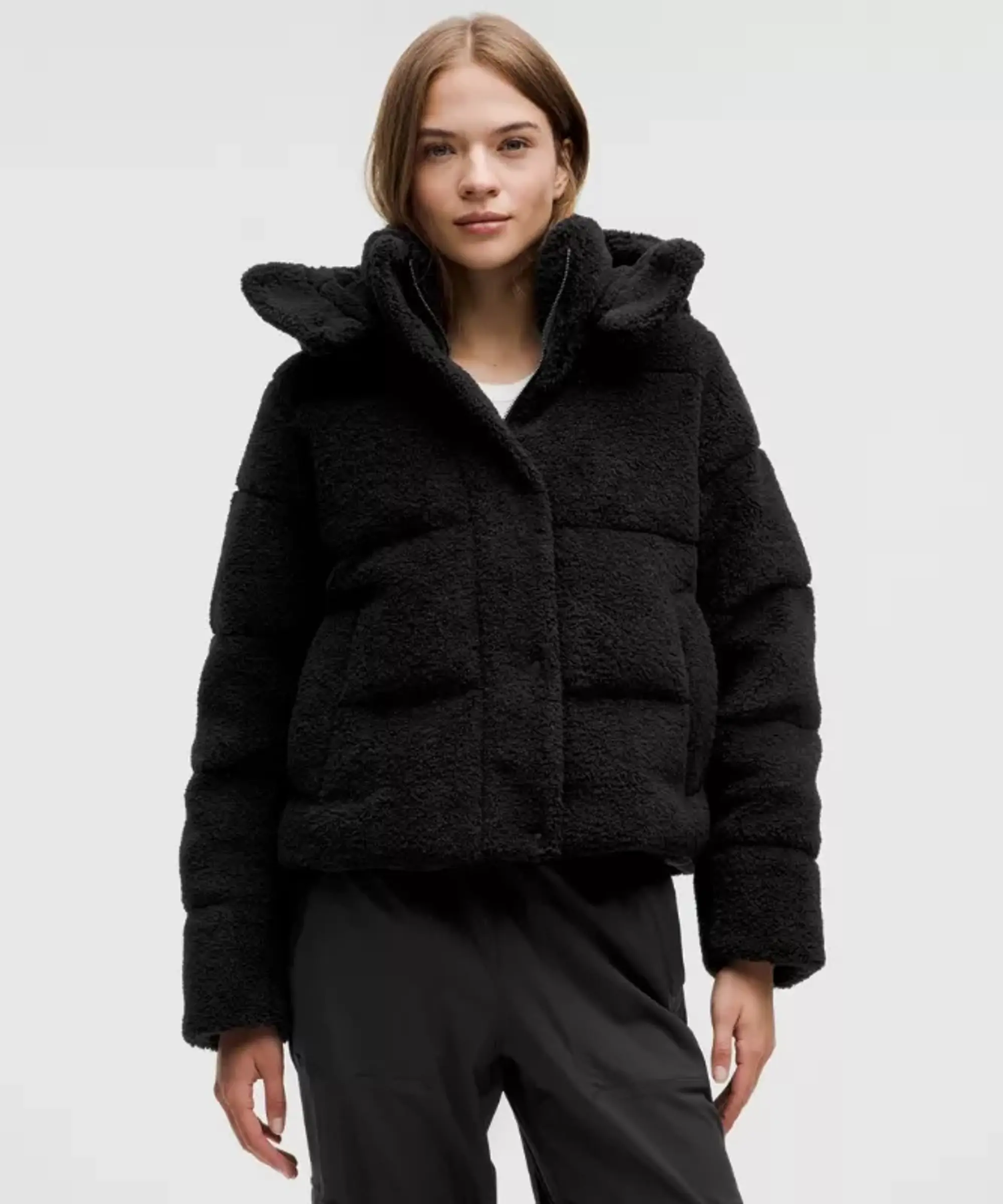lululemon – Women's Wunder Puff 550-Down-Fill Cropped Jacket Textured – Color Black – Size 0