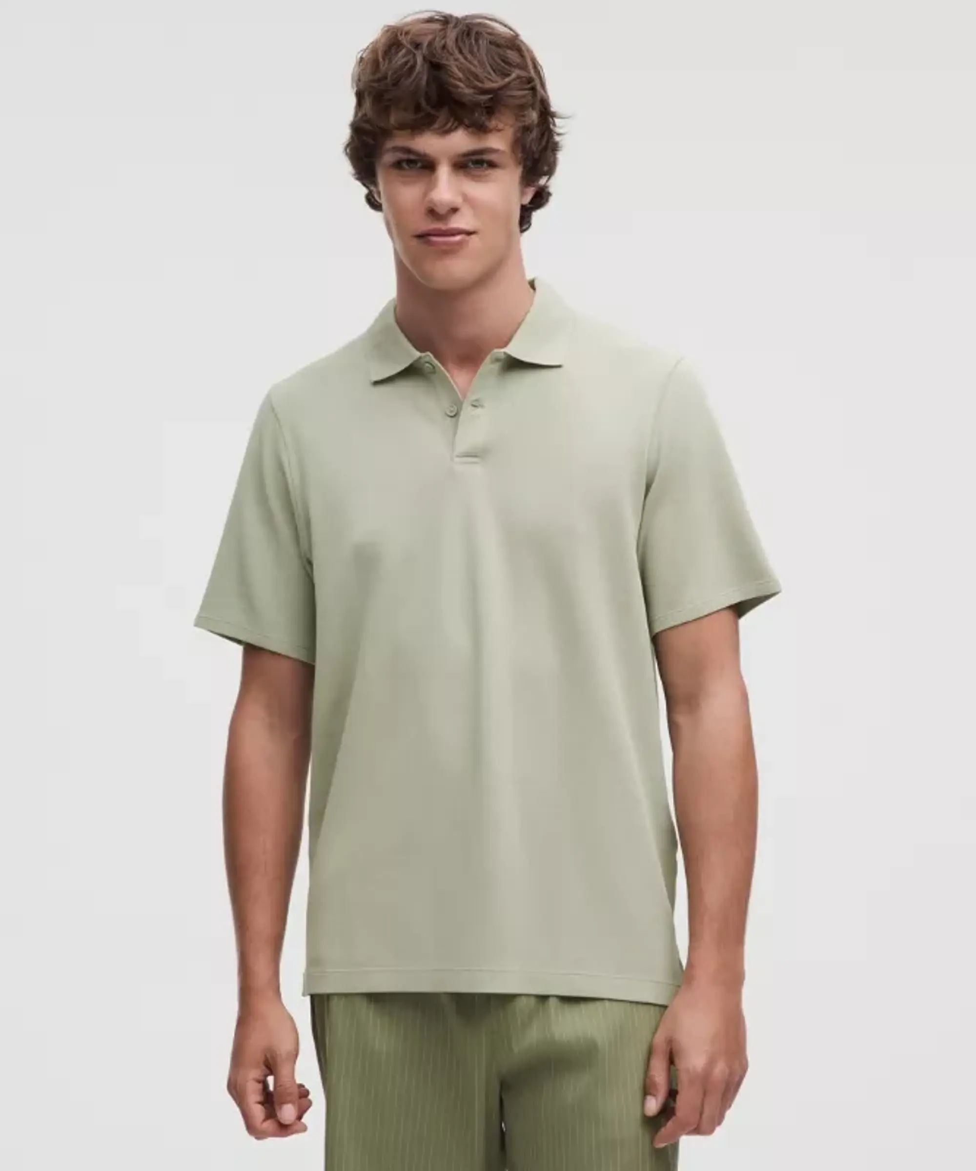 lululemon – Men's Pique Short-Sleeve Polo Shirt – Color Green/Pastel – Size L