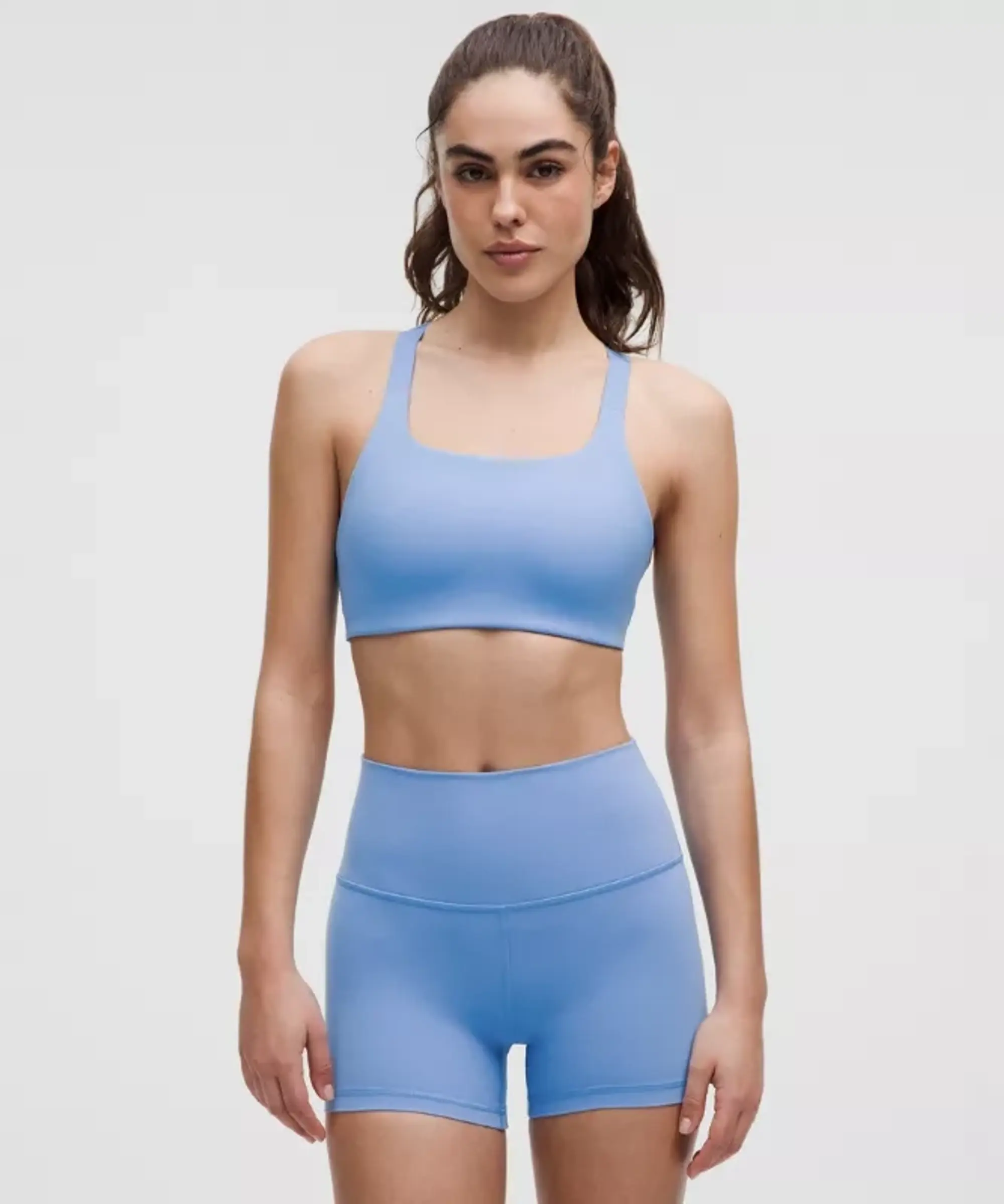 lululemon – Women's Ultralu Square-Neck Workout Sports Bra Medium Support, B/C Cup – Color Blue – Size 10